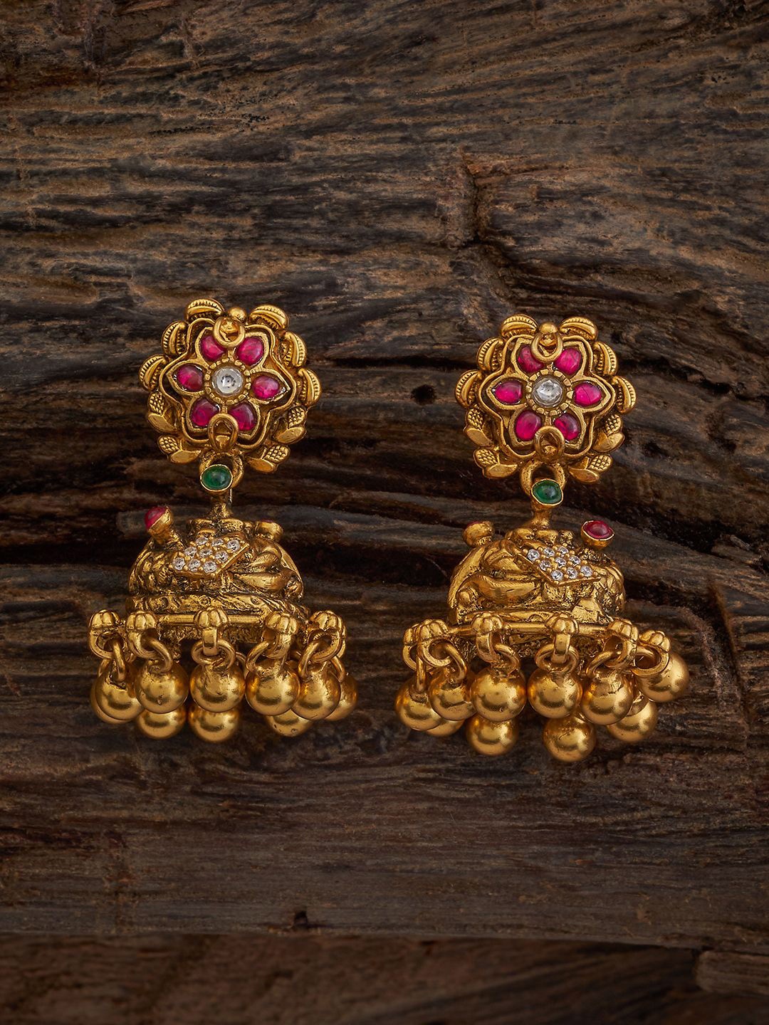 Kushal's Fashion Jewellery 92.5 Pure Silver Gold-Plated Dome Shaped Jhumkas Earrings, Red
Kushal's Fashion Jewellery 92.5 Pure Silver Gold-Plated Dome Shaped Jhumkas Earrings, Red
