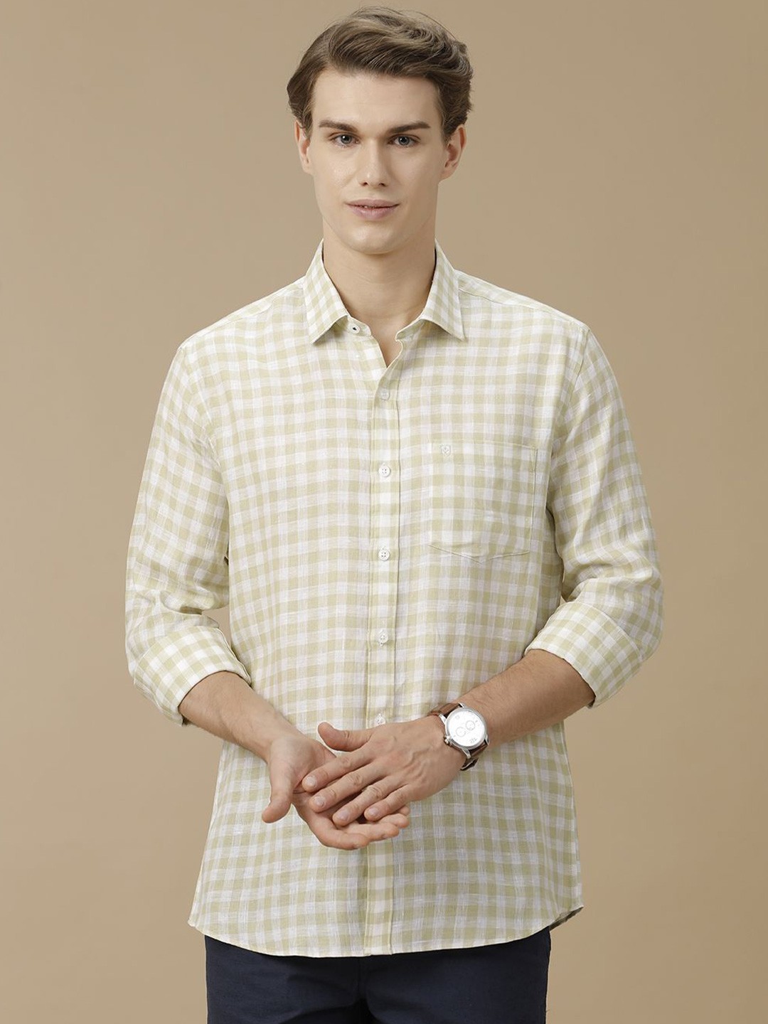 Linen Club Men Contemporary Spread Collar Gingham Checked Slim Fit Casual Shirt, Green
Linen Club Men Contemporary Spread Collar Gingham Checked Slim Fit Casual Shirt, Green