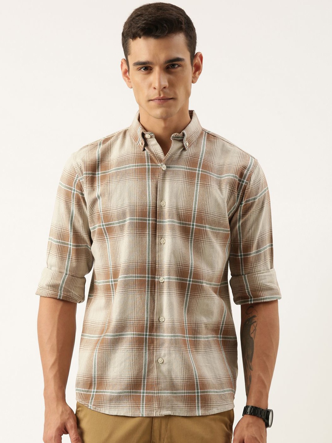 ROLLER FASHIONS Men Button-Down Collar Buffalo Checked Cotton Slim Fit Casual Shirt, Brown
ROLLER FASHIONS Men Button-Down Collar Buffalo Checked Cotton Slim Fit Casual Shirt, Brown
