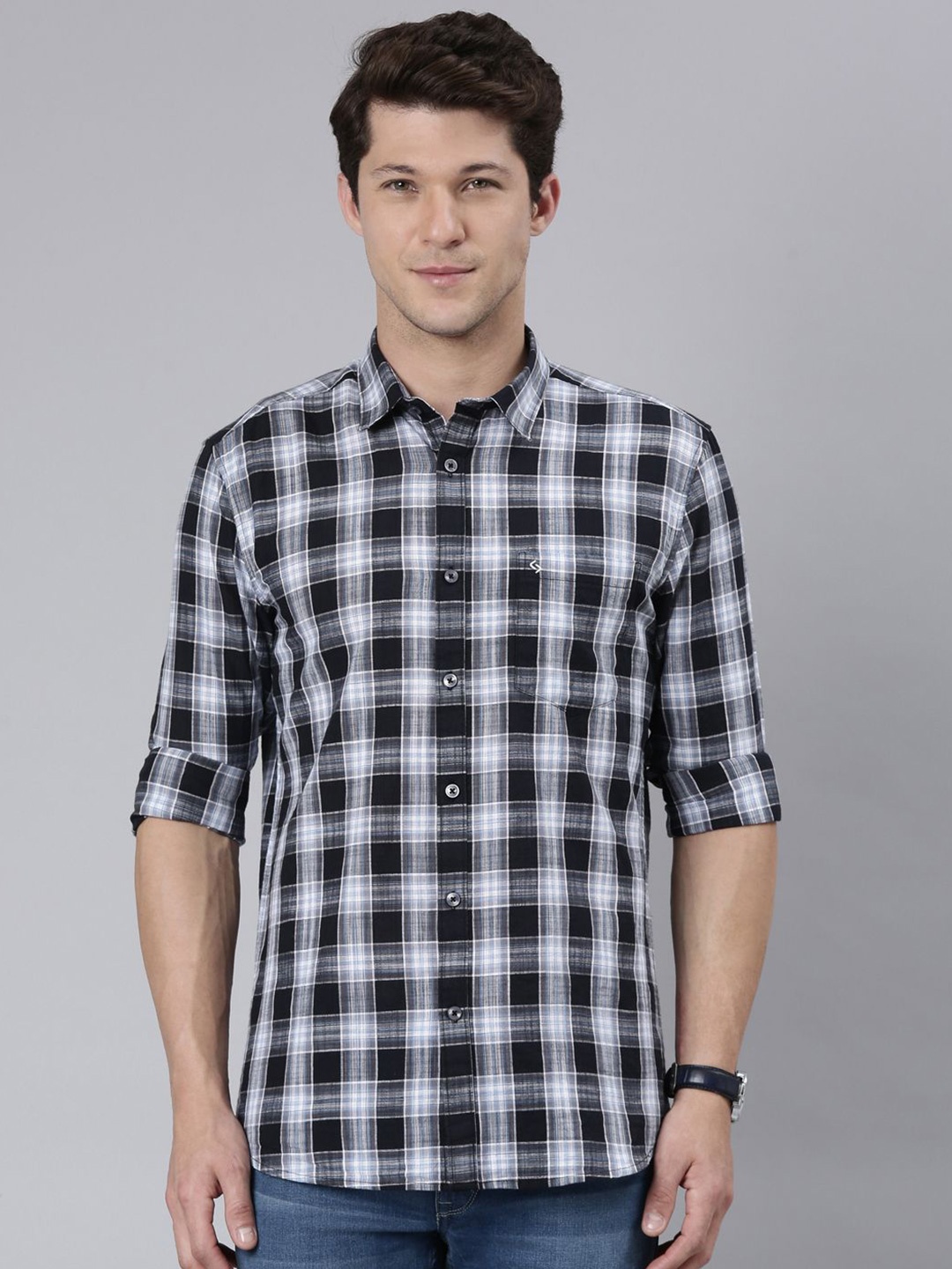 Classic Polo Men India Slim Spread Collar Tartan Checked Cotton Casual Shirt, Black
Classic Polo Men India Slim Spread Collar Tartan Checked Cotton Casual Shirt, Black