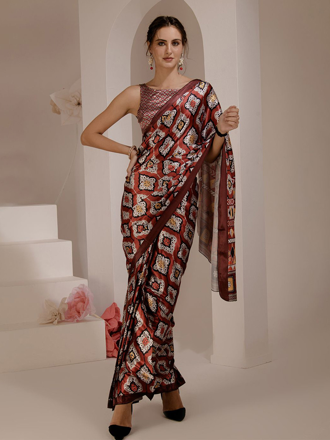 BAESD Geometric Printed Pure Silk Saree, Brown
BAESD Geometric Printed Pure Silk Saree, Brown