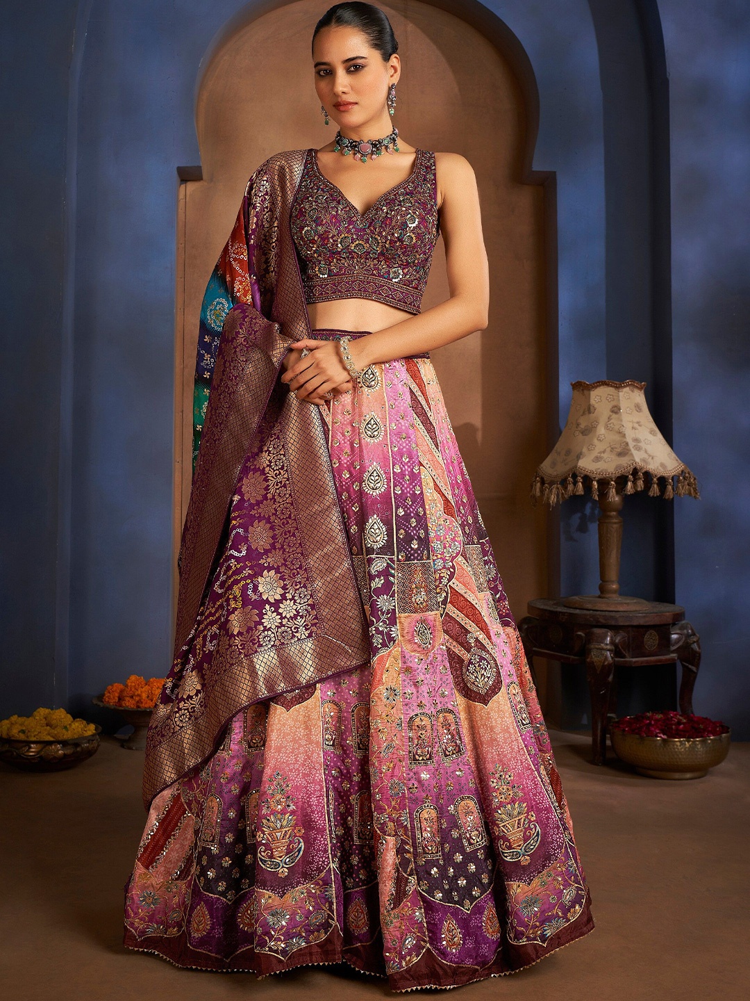 JMS Studio Embroidered Beads and Stones Ready to Wear Lehenga & Blouse With Dupatta, Purple
JMS Studio Embroidered Beads and Stones Ready to Wear Lehenga & Blouse With Dupatta, Purple