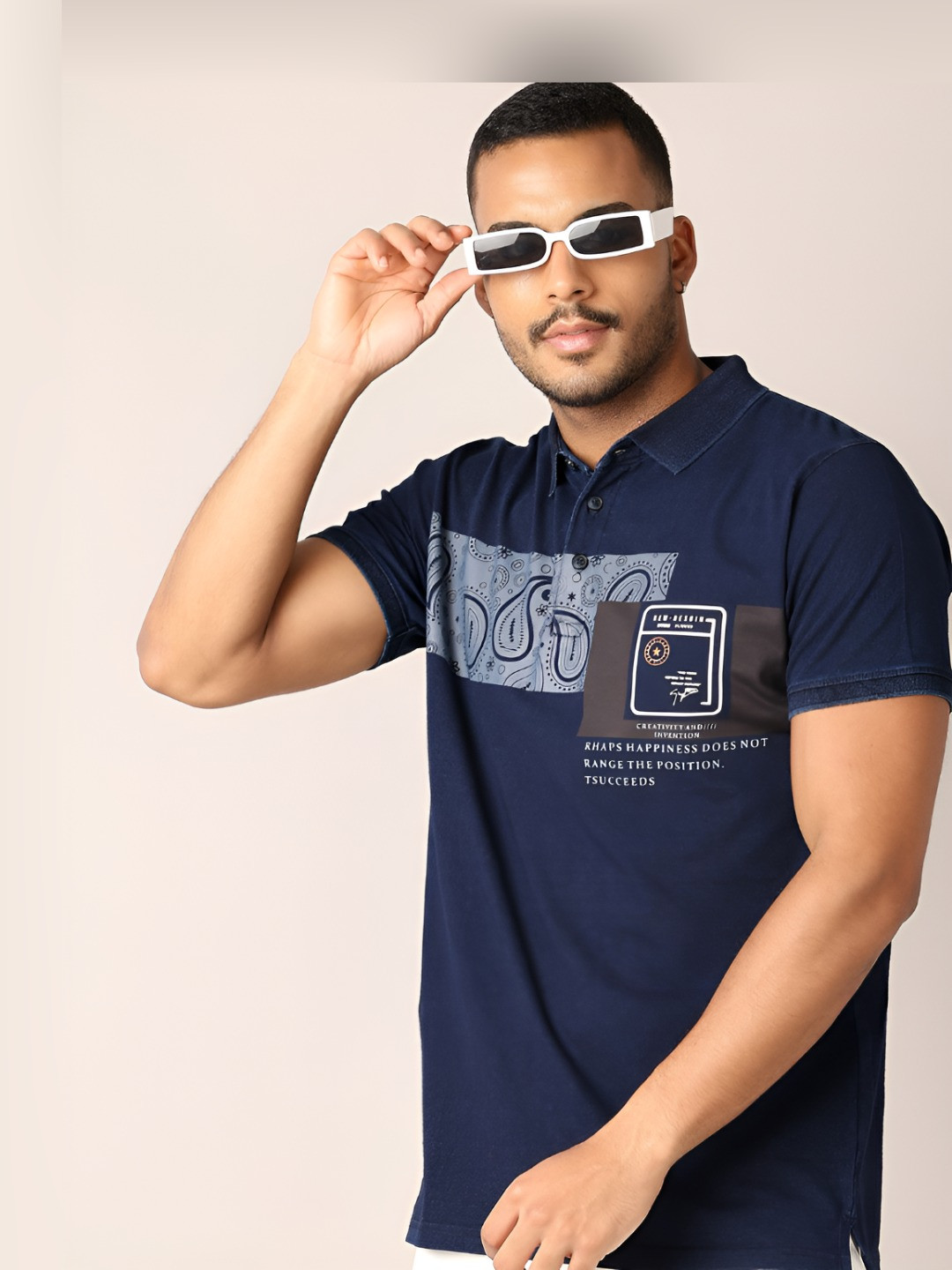 V-Mart Men Graphic Printed Polo Collar Cotton T-shirt, Blue
V-Mart Men Graphic Printed Polo Collar Cotton T-shirt, Blue