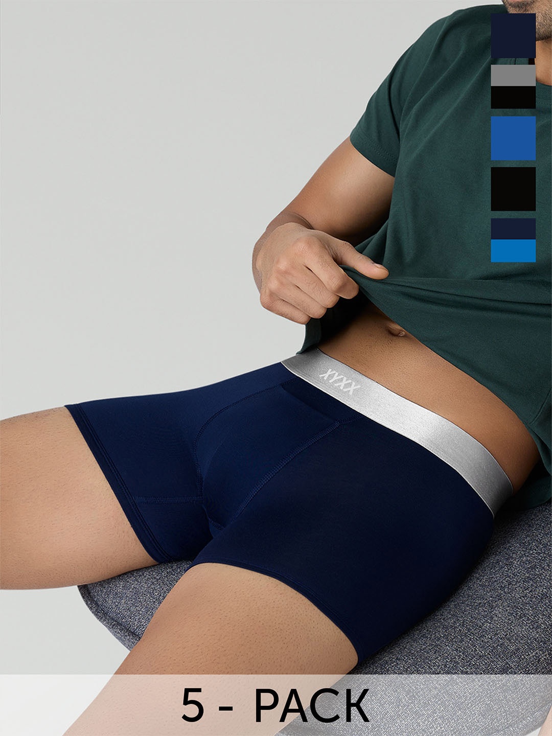 XYXX Men IntelliSoft Antimicrobial Micro Modal Pack of 5 Illuminati Trunks XYTRNK5PCKN80, Multi
XYXX Men IntelliSoft Antimicrobial Micro Modal Pack of 5 Illuminati Trunks XYTRNK5PCKN80, Multi