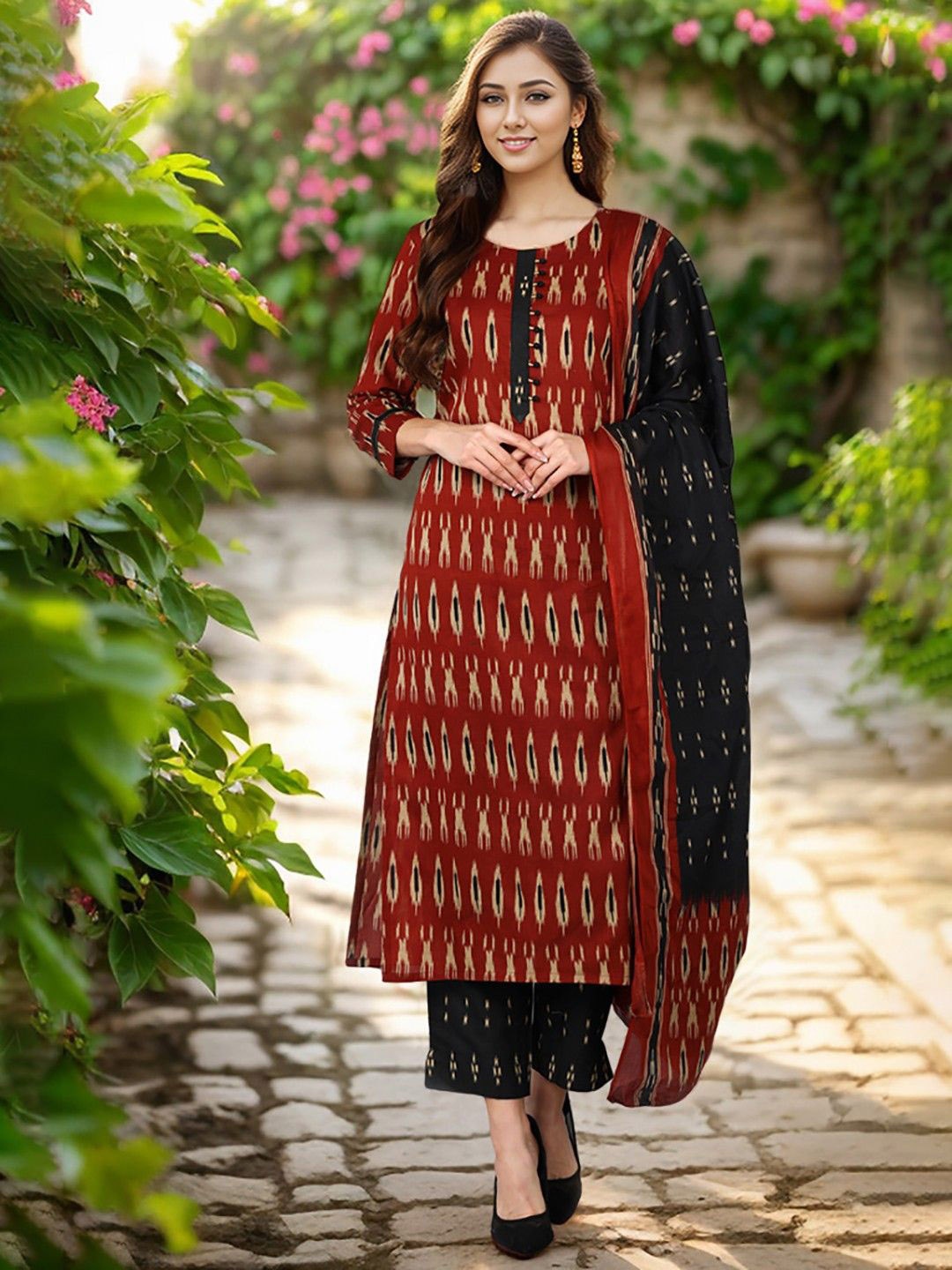 AHIKA Maroon Ethnic Motifs Printed Round Neck Straight Kurta with Trousers & Dupatta
AHIKA Maroon Ethnic Motifs Printed Round Neck Straight Kurta with Trousers & Dupatta