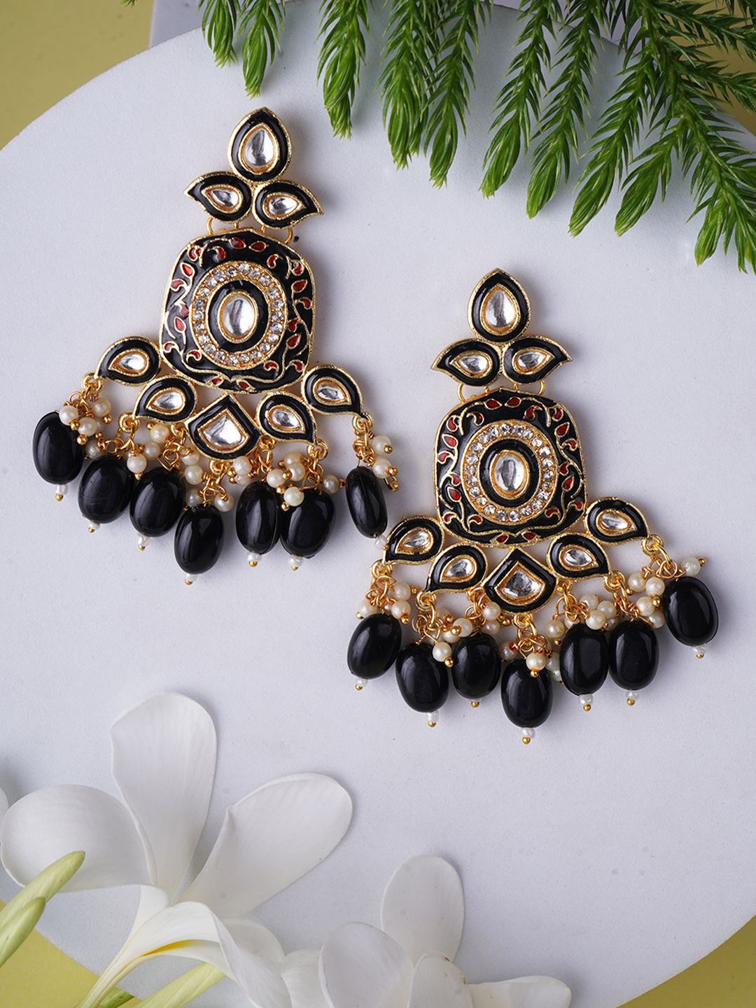 Adwitiya Collection Gold Plated Artificial Stones Studded Classic Drop Earrings, Black
Adwitiya Collection Gold Plated Artificial Stones Studded Classic Drop Earrings, Black