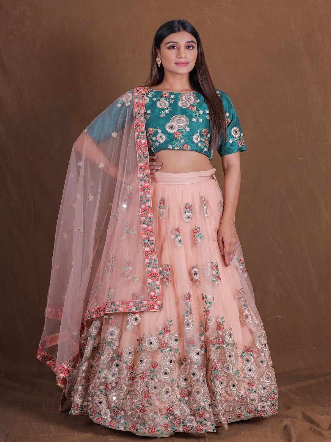 JIHU CULTURE Embroidered Semi-Stitched Lehenga & Unstitched Blouse With Dupatta, Peach
JIHU CULTURE Embroidered Semi-Stitched Lehenga & Unstitched Blouse With Dupatta, Peach