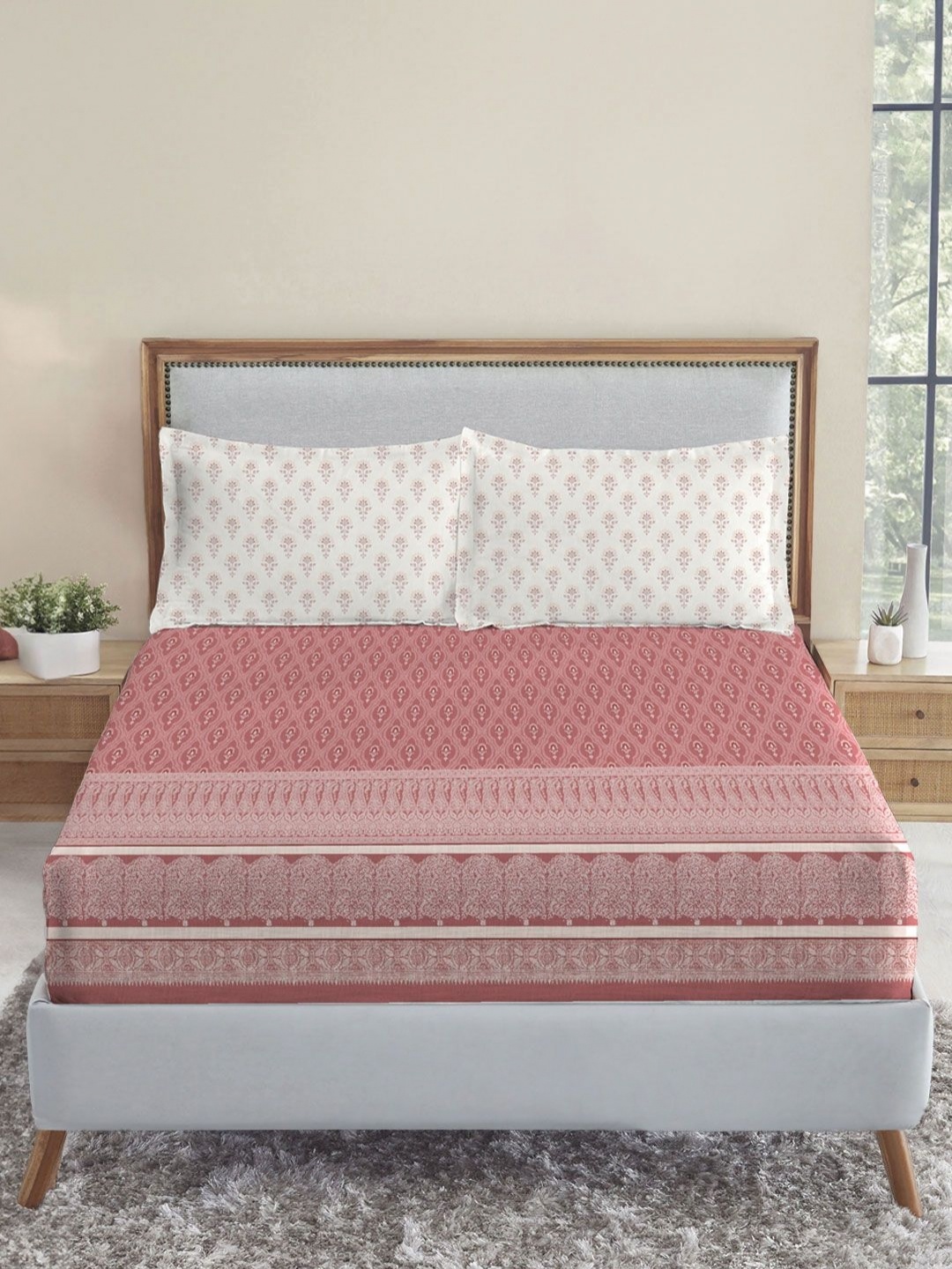 MYTRIDENT Banarasi Brick Sanskriti Flat 144TC King Cotton 1 Bedsheet with 2 Pillow Covers, Orange
MYTRIDENT Banarasi Brick Sanskriti Flat 144TC King Cotton 1 Bedsheet with 2 Pillow Covers, Orange