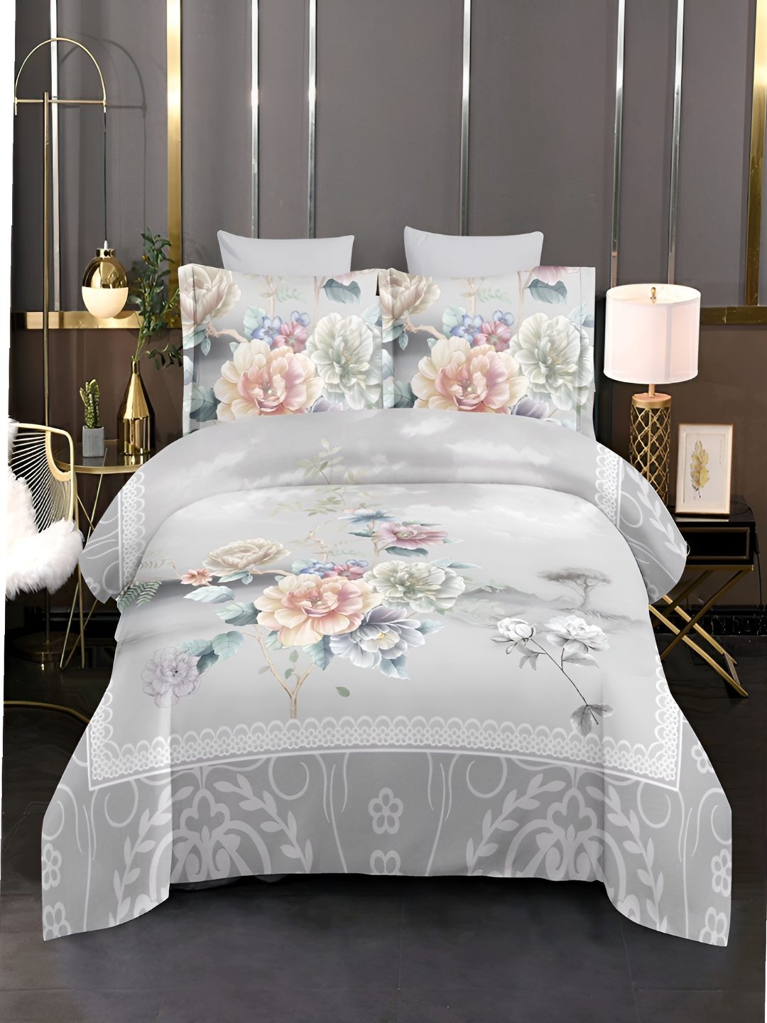 GAPU & BALY Kids Grey & Peach Colored Floral Printed 180TC King Bedsheet & 2 Pillow Covers
GAPU & BALY Kids Grey & Peach Colored Floral Printed 180TC King Bedsheet & 2 Pillow Covers