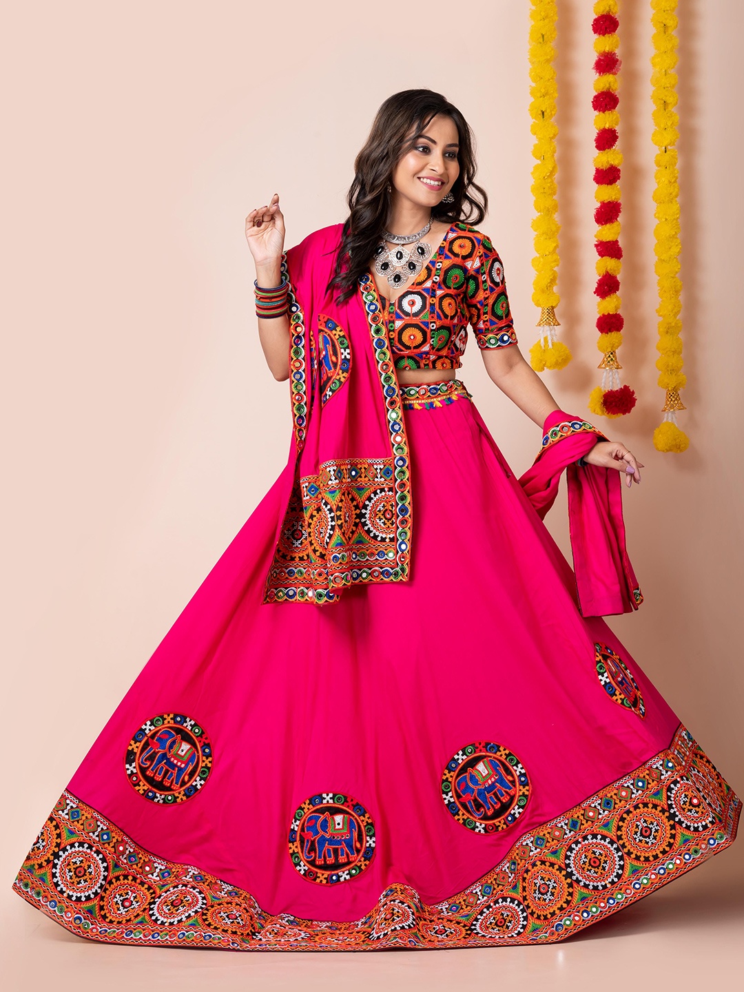 Angroop Embroidered Mirror Work Semi-Stitched Lehenga & Unstitched Blouse With Dupatta, Pink
Angroop Embroidered Mirror Work Semi-Stitched Lehenga & Unstitched Blouse With Dupatta, Pink