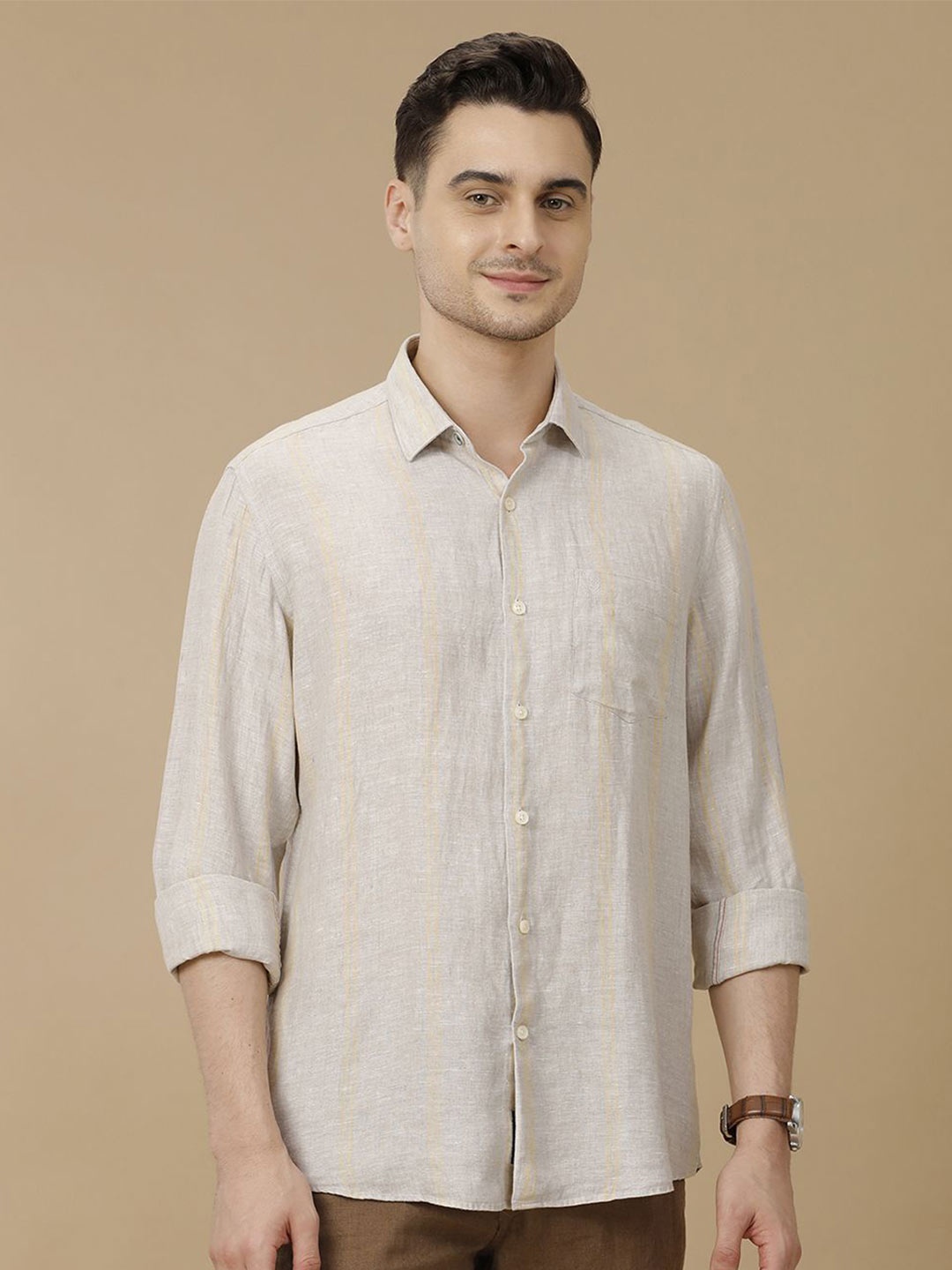 Linen Club Men Contemporary Spread Collar Vertical Striped Linen Slim Fit Casual Shirt, Yellow
Linen Club Men Contemporary Spread Collar Vertical Striped Linen Slim Fit Casual Shirt, Yellow