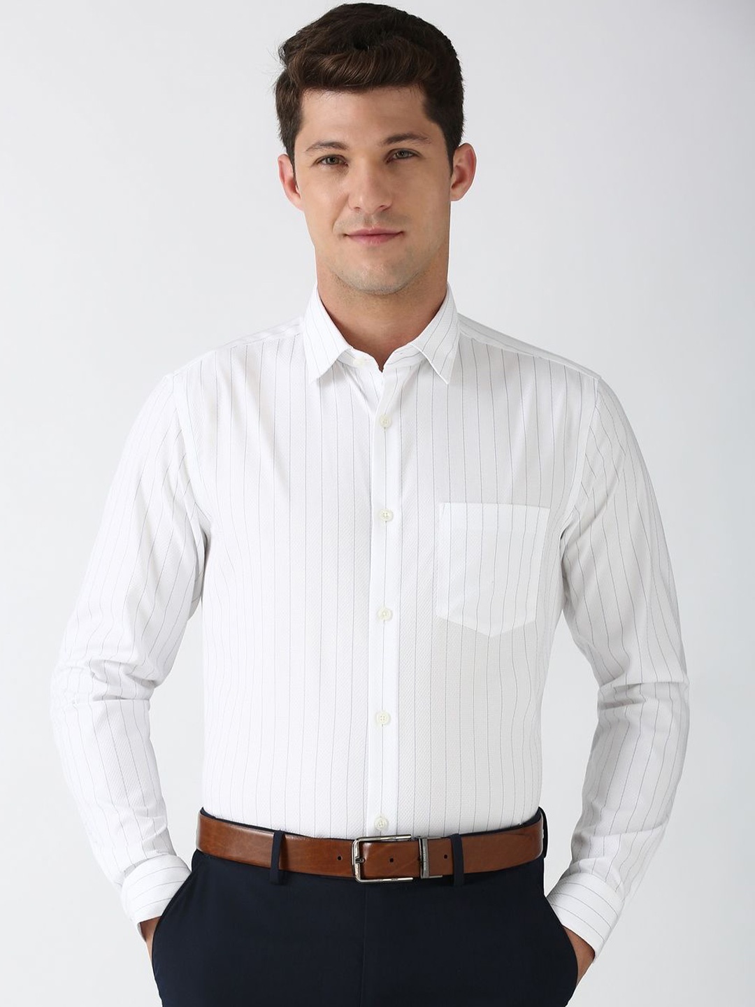 Peter England Elite Men Spread Collar Vertical Striped Cotton Slim Fit Formal Shirt, White
Peter England Elite Men Spread Collar Vertical Striped Cotton Slim Fit Formal Shirt, White