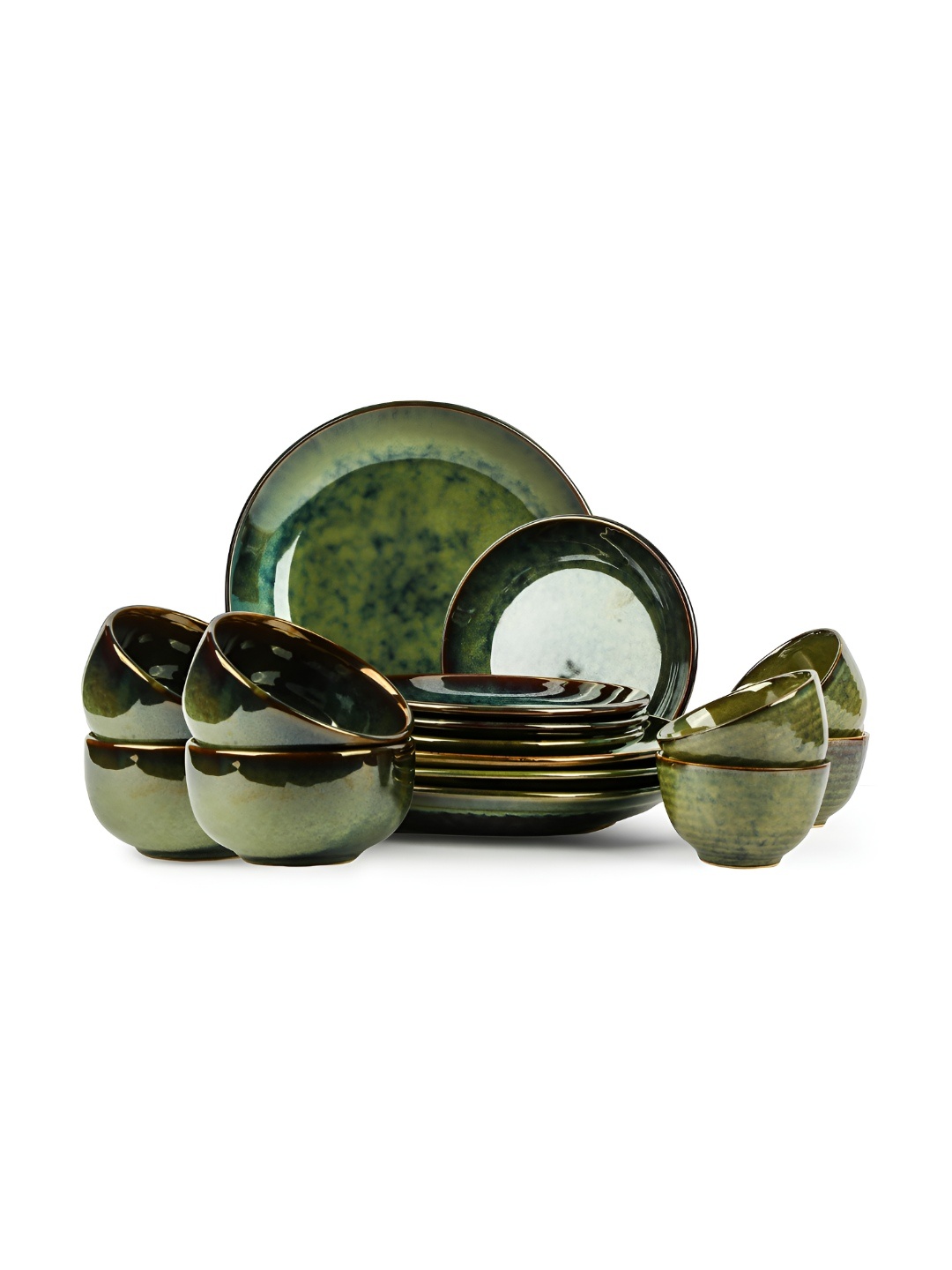 AMALAFIEE CERAMICS Green & Brown 16 Pieces Printed Ceramic Dishwasher Safe Dinner Set
AMALAFIEE CERAMICS Green & Brown 16 Pieces Printed Ceramic Dishwasher Safe Dinner Set