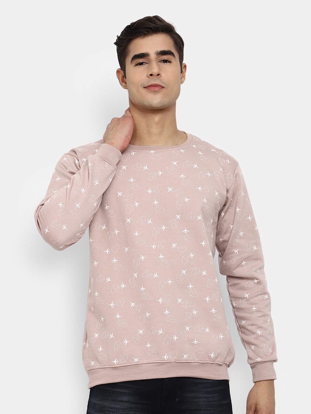 V-Mart Men Purple Printed Sweatshirt