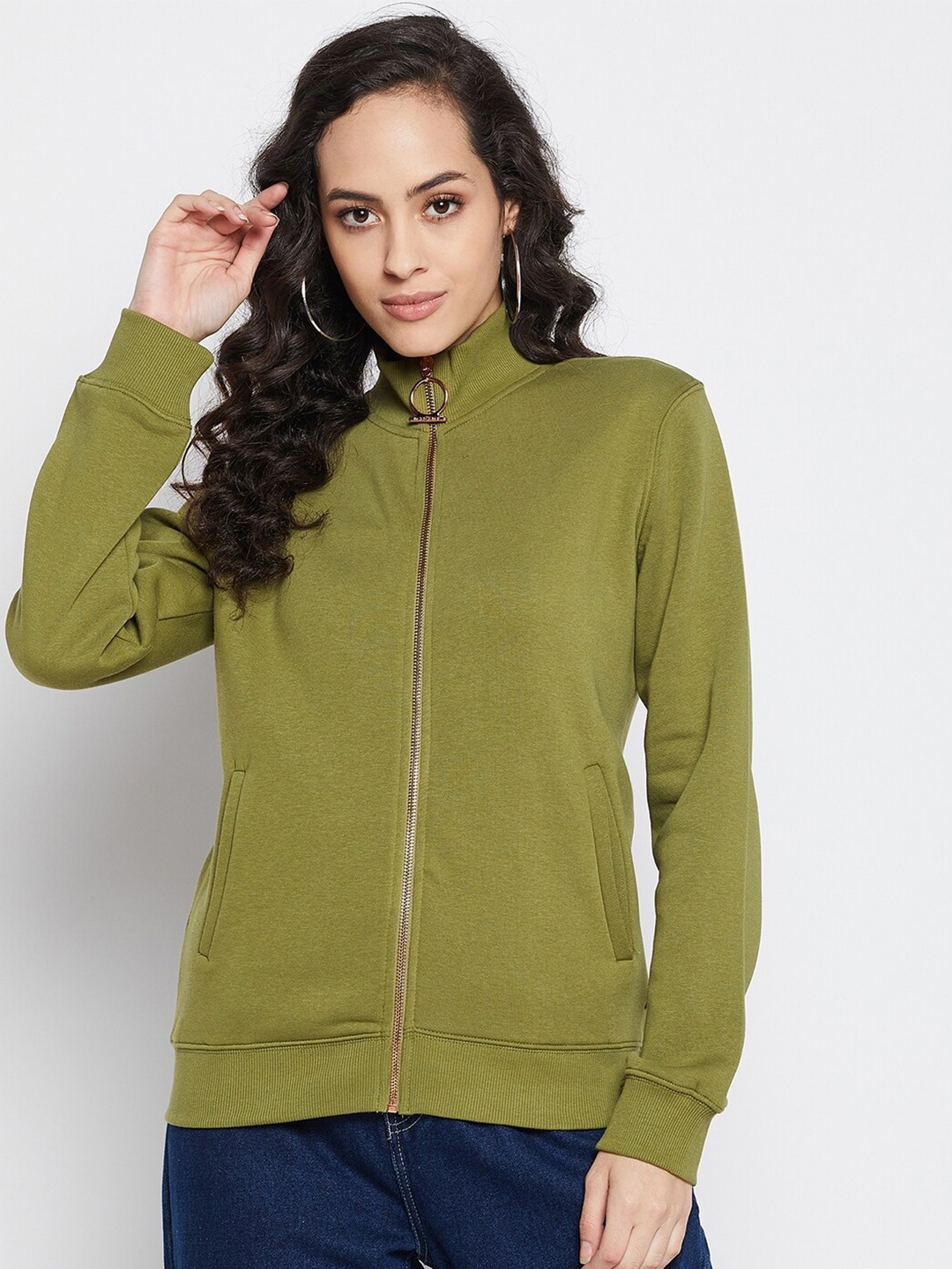 Madame Women Green Sweatshirt
