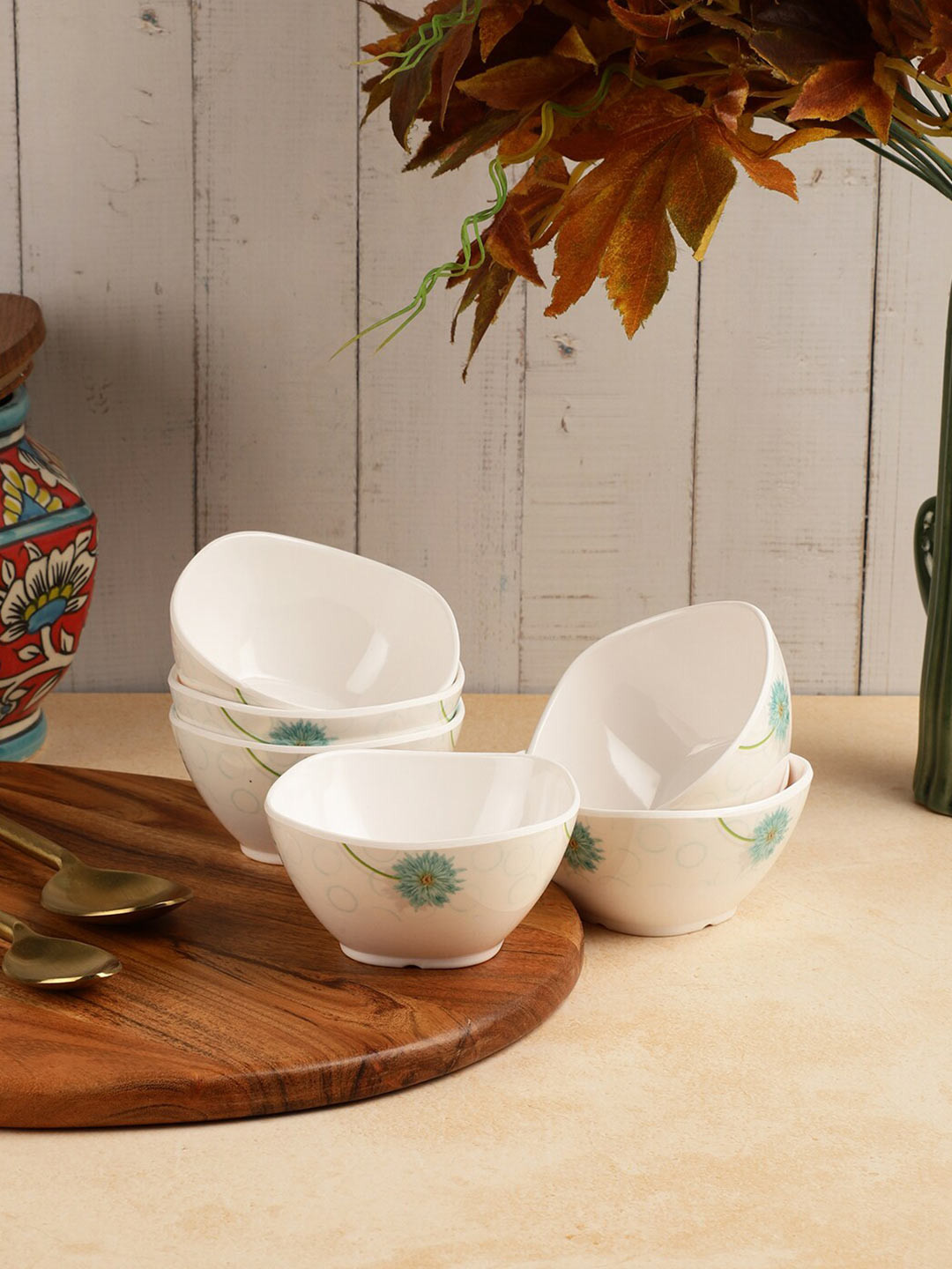 Servewell White & Blue Set of 12 Floral Printed Dishwasher Safe Melamine Glossy Bowls
Servewell White & Blue Set of 12 Floral Printed Dishwasher Safe Melamine Glossy Bowls