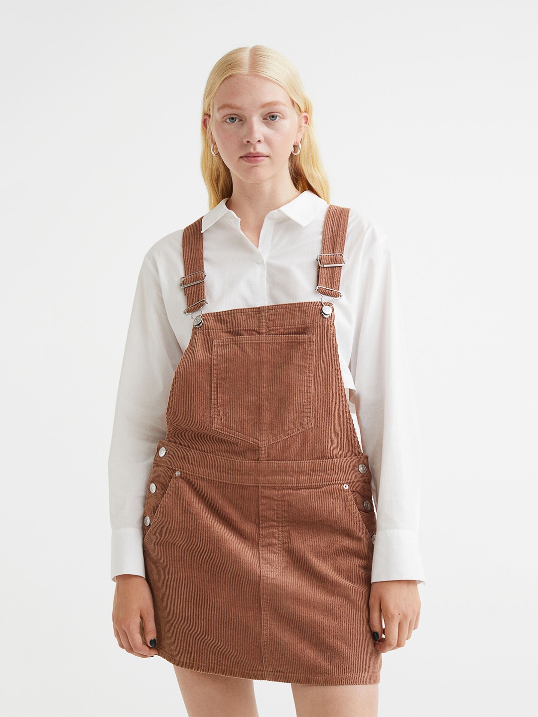 H&M Corduroy Dungaree Dress, Brown