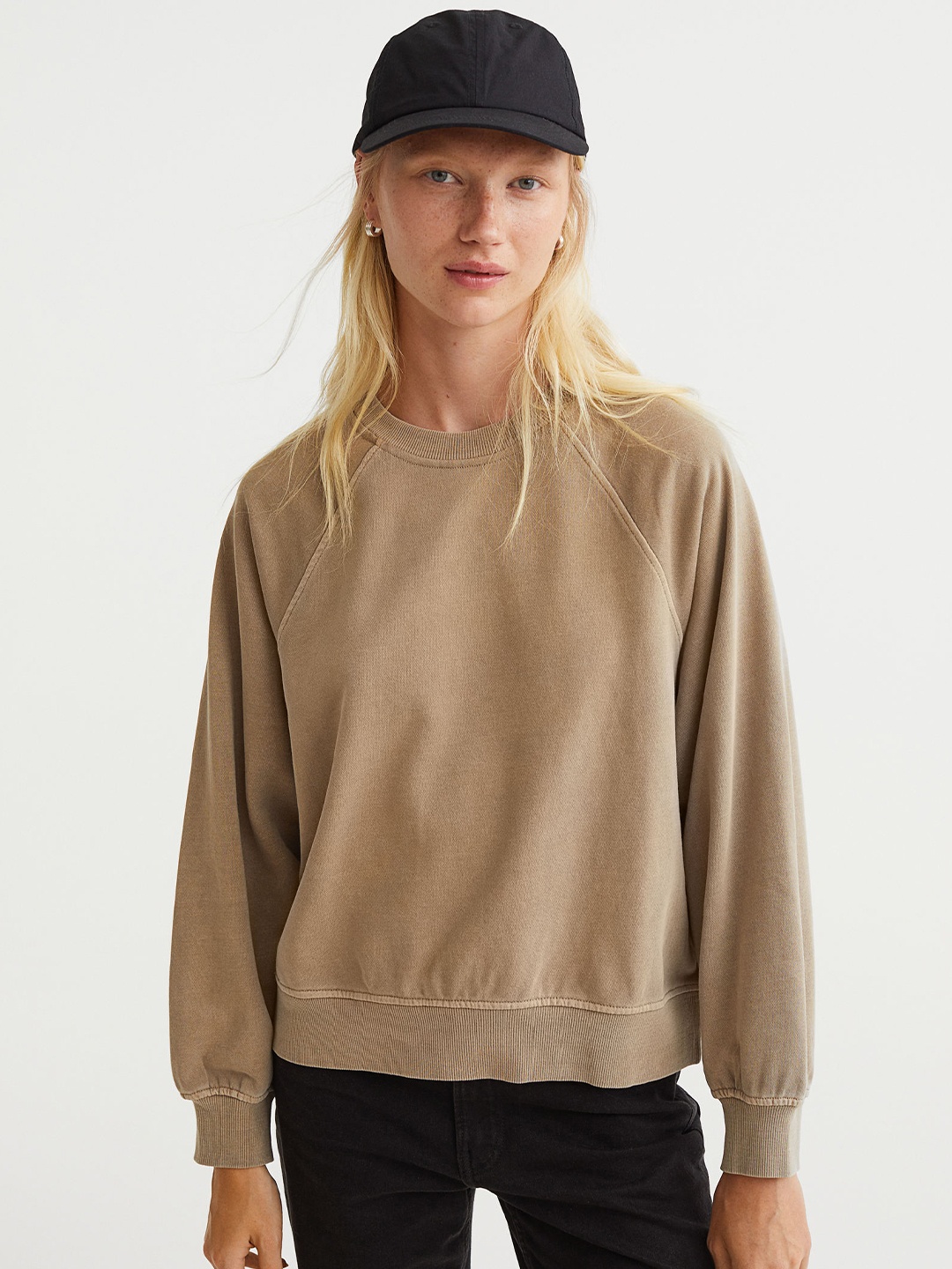 H&M Women Crew-Neck Sweatshirt, Beige