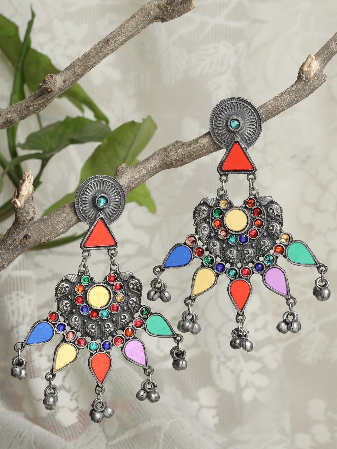 Moedbuille Multicoloured Crescent Shaped Drop Earrings, Multi