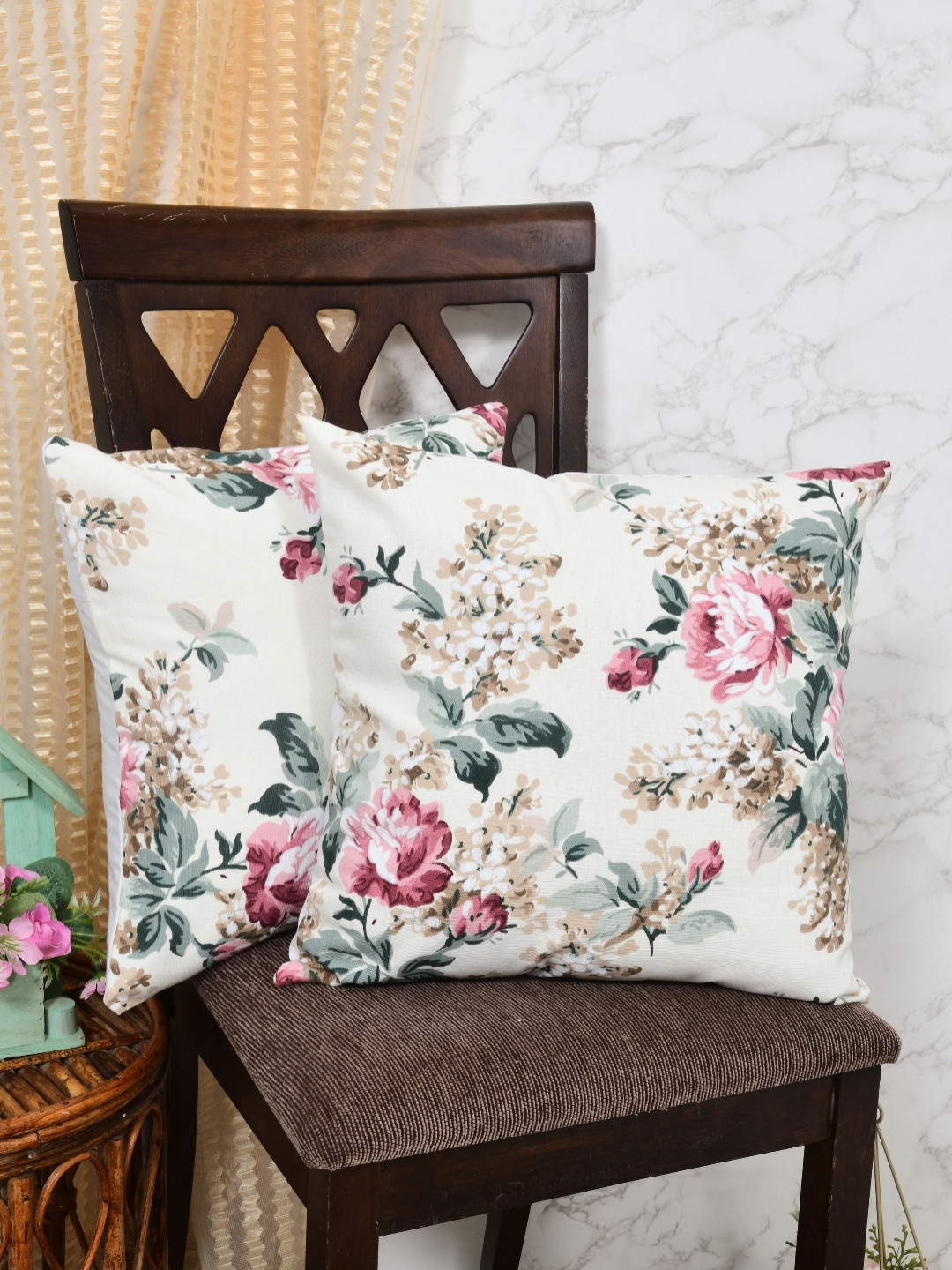 The Home Story 2 Pieces White & Pink Floral Printed Square Cushion Covers
The Home Story 2 Pieces White & Pink Floral Printed Square Cushion Covers