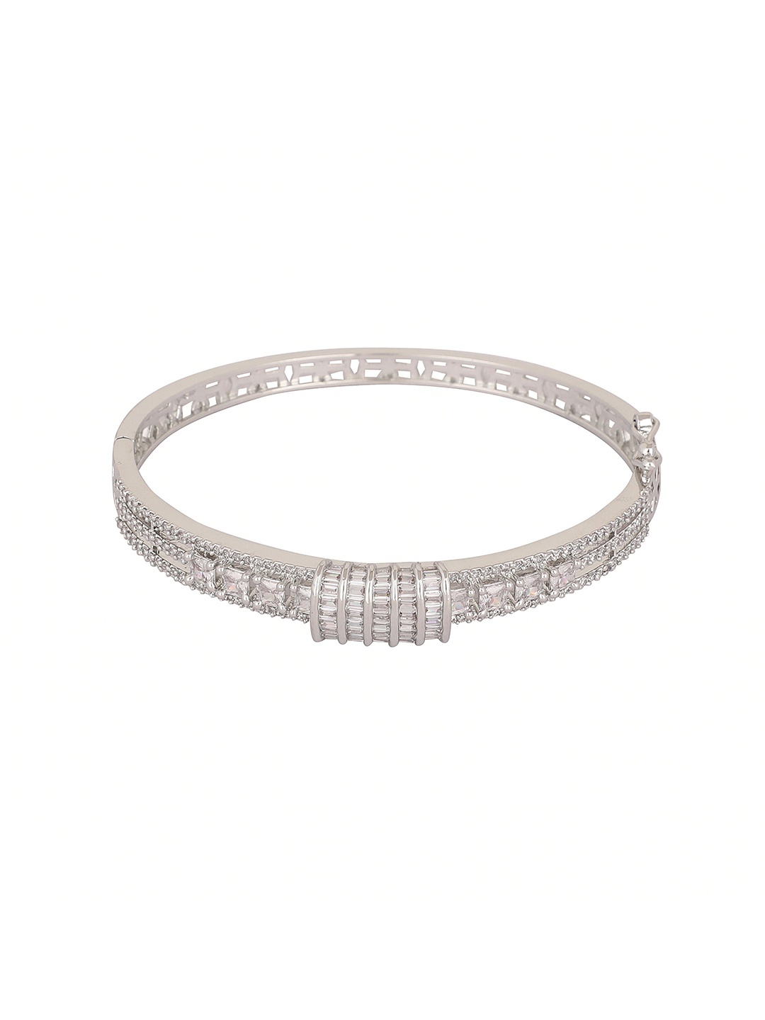 Yinara Rhodium-Plated Cubic Zirconia Studded Anti Tarnish Bangle-Style Bracelet, Silver
Yinara Rhodium-Plated Cubic Zirconia Studded Anti Tarnish Bangle-Style Bracelet, Silver