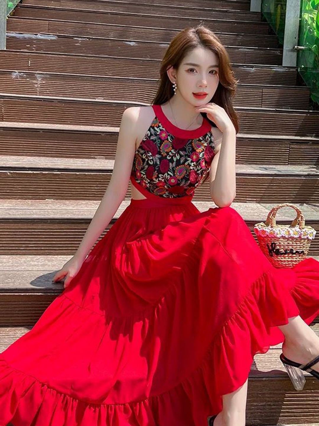MADE FOR HER LABEL Kenny Waist Cut Backless Fit & Flare Midi Dress, Red
MADE FOR HER LABEL Kenny Waist Cut Backless Fit & Flare Midi Dress, Red