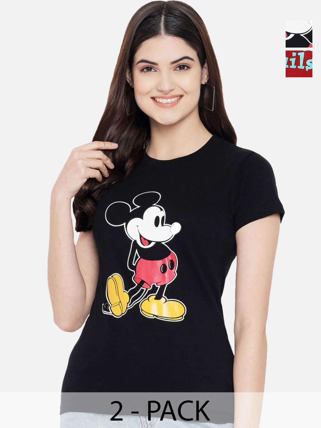 Dreambe Women Pack Of 2 Mickey Mouse Graphic Printed Round Neck Cotton T-shirts, Navy blue
Dreambe Women Pack Of 2 Mickey Mouse Graphic Printed Round Neck Cotton T-shirts, Navy blue