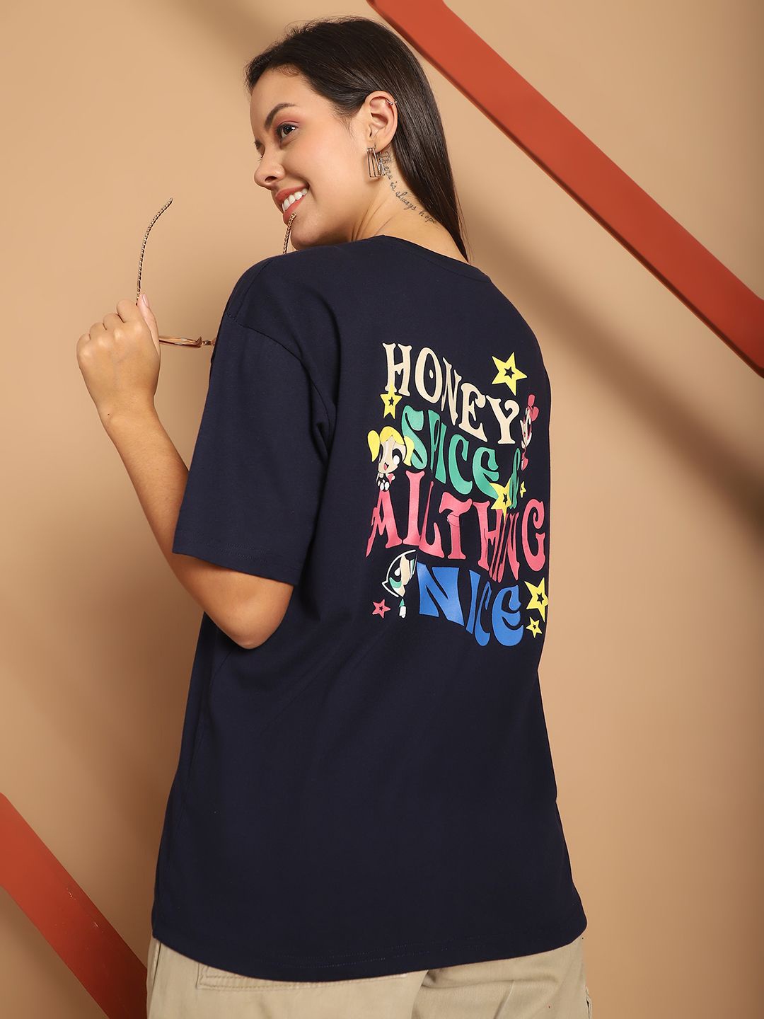 The Roadster Lifestyle Co. Women Typography Printed Round Neck Cotton Oversized T-shirt, Navy blue
The Roadster Lifestyle Co. Women Typography Printed Round Neck Cotton Oversized T-shirt, Navy blue