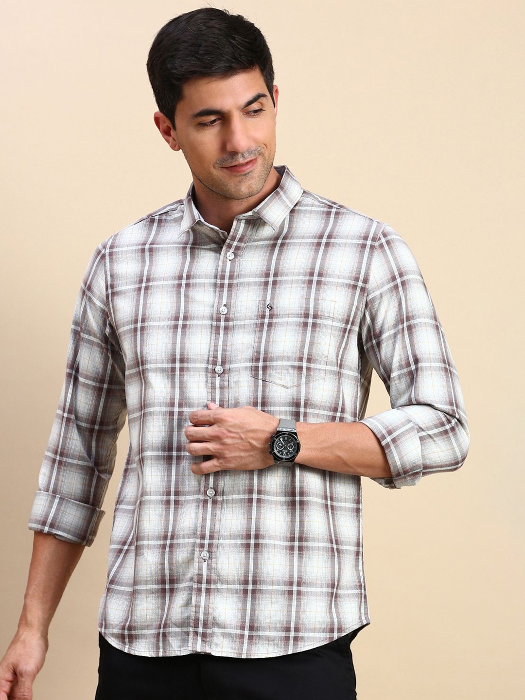 Classic Polo Men India Slim Fit Spread Collar Tartan Checked Cotton Casual Shirt, White
Classic Polo Men India Slim Fit Spread Collar Tartan Checked Cotton Casual Shirt, White