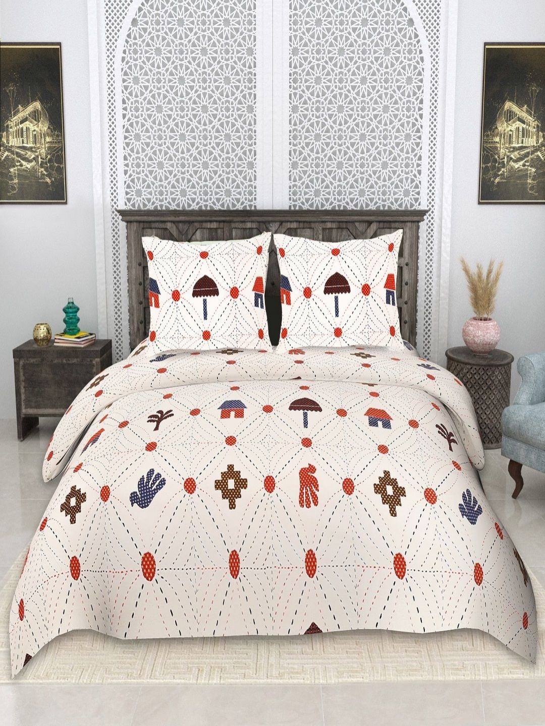 tundwal's White & Blue Floral Printed Pure Cotton 210 TC King Bedsheet Set 2.74 m x 2.74 m
tundwal's White & Blue Floral Printed Pure Cotton 210 TC King Bedsheet Set 2.74 m x 2.74 m