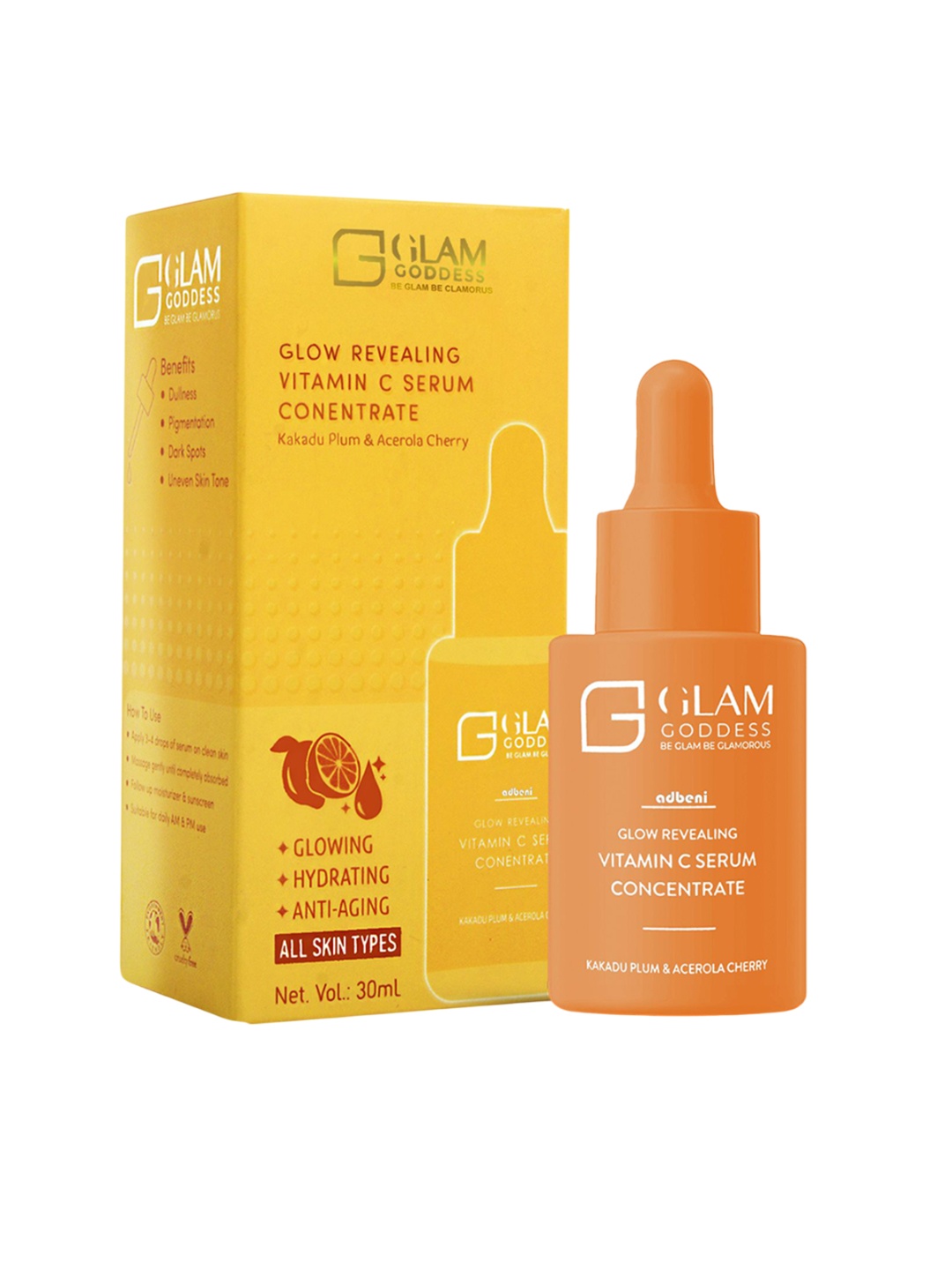 Adbeni Glam Goddess Glow Revealing Vitamin C Serum With Kakadu Plum & Acerola Cherry-30ml, Transparent
Adbeni Glam Goddess Glow Revealing Vitamin C Serum With Kakadu Plum & Acerola Cherry-30ml, Transparent