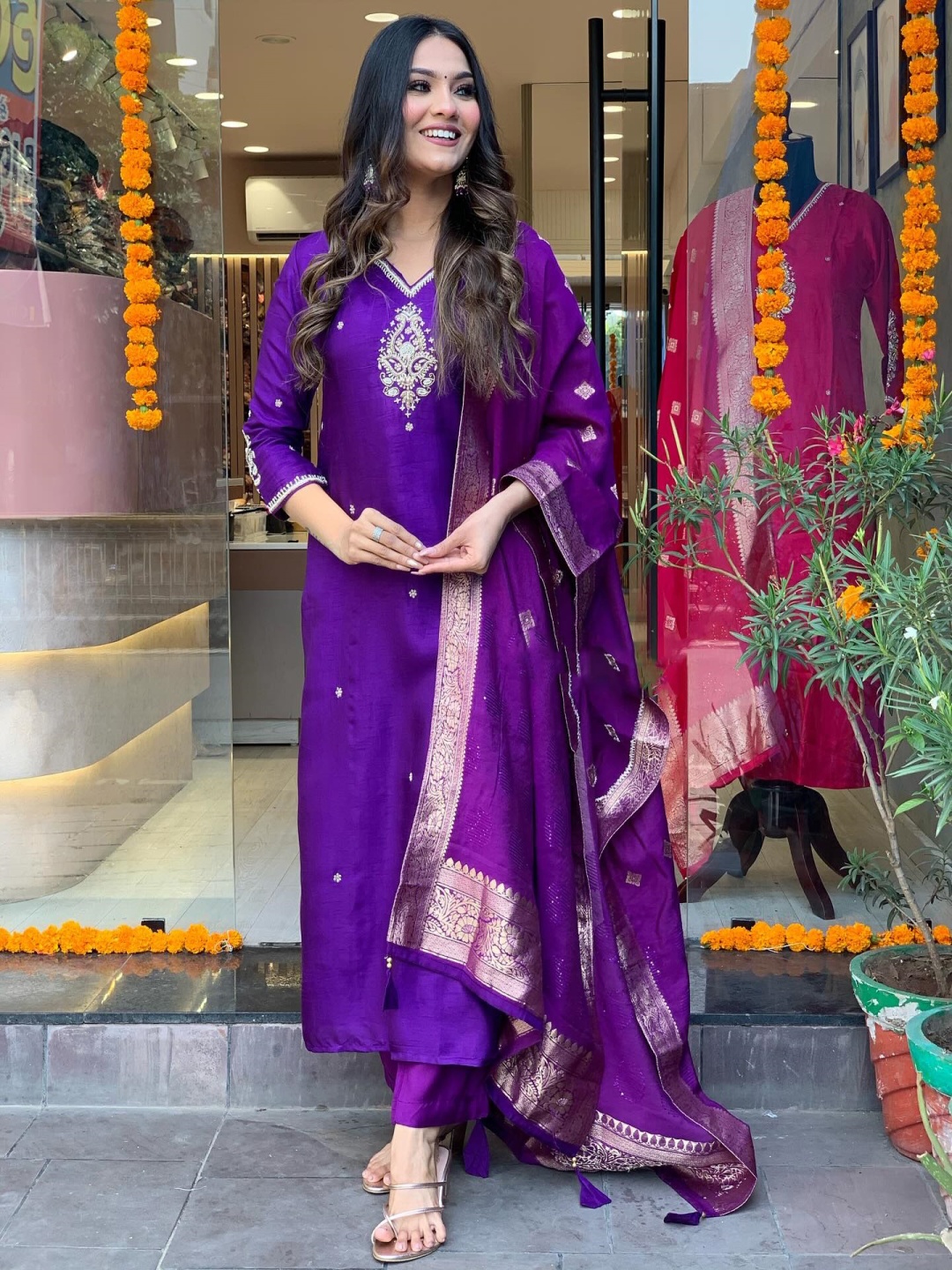 Fashion Ritmo Ethnic Motifs Embroidered Chanderi Silk Kurta With Trouser And Dupatta, Purple
Fashion Ritmo Ethnic Motifs Embroidered Chanderi Silk Kurta With Trouser And Dupatta, Purple