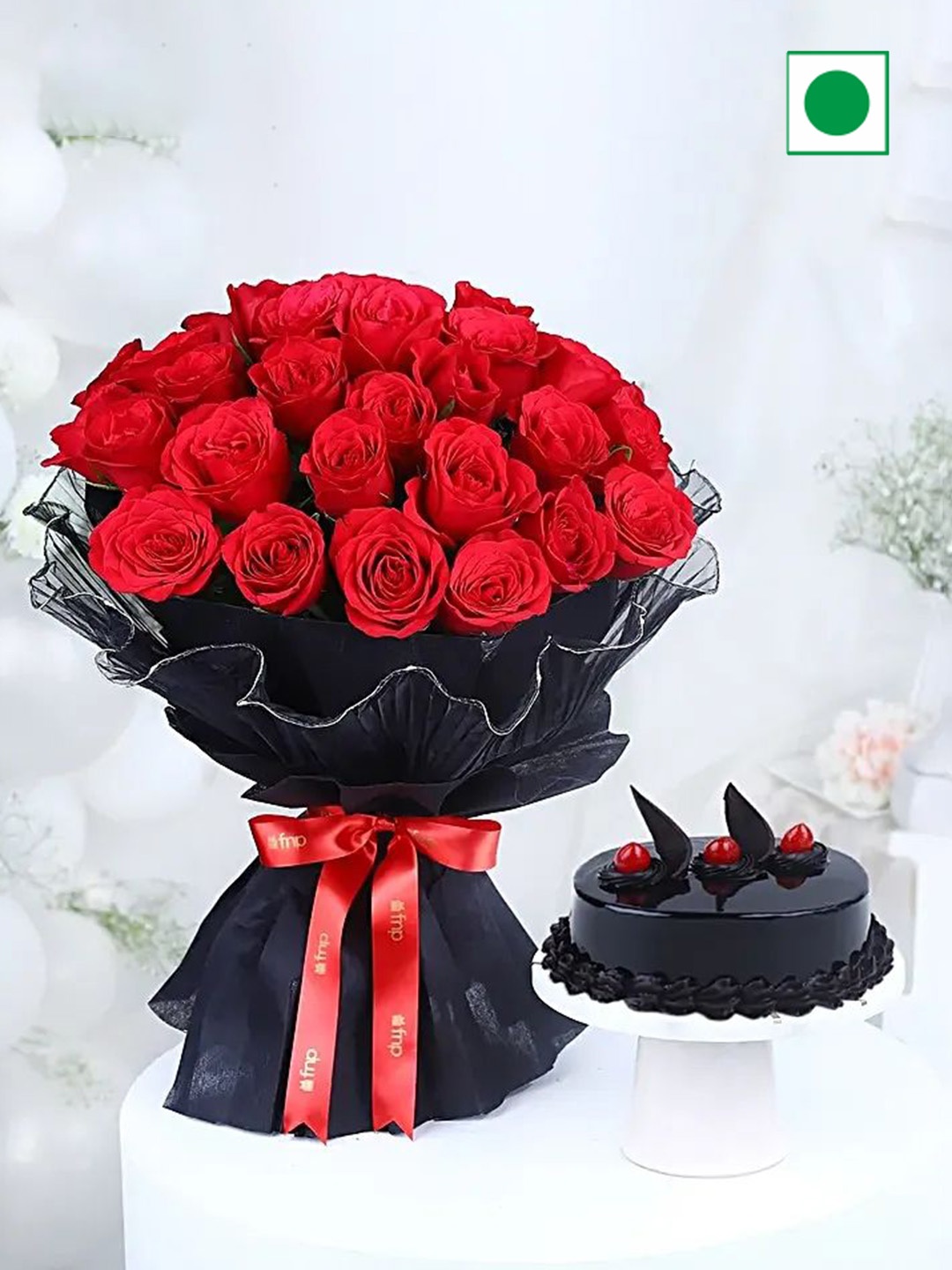 fnp Chocolate Flavour Eggless Round Shaped Cake-500g With Radiant and Luscious Combo, Black
fnp Chocolate Flavour Eggless Round Shaped Cake-500g With Radiant and Luscious Combo, Black