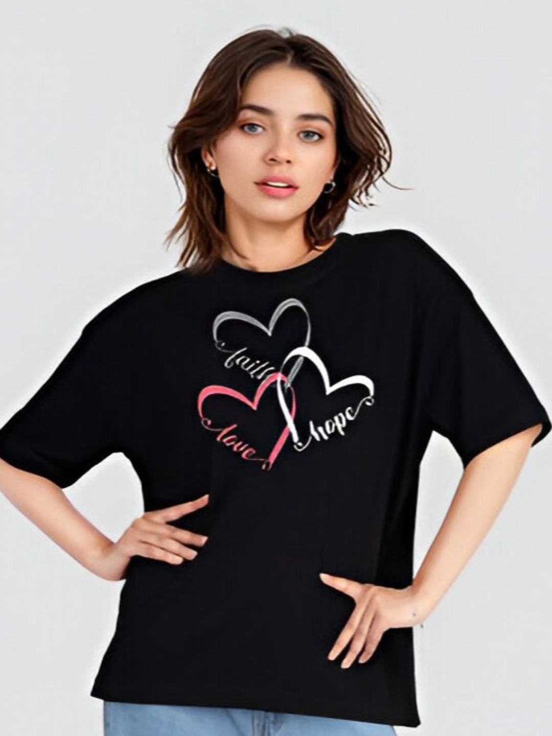 Shiv traders collection Women Typography Printed Round Neck Cotton Relaxed Fit T-shirt, Black
Shiv traders collection Women Typography Printed Round Neck Cotton Relaxed Fit T-shirt, Black