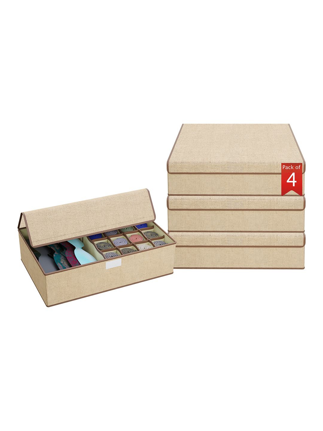 Kuber Industries Beige & Brown Pack of 4 Multi-Grid Top Flap Undergarments Organizer
Kuber Industries Beige & Brown Pack of 4 Multi-Grid Top Flap Undergarments Organizer