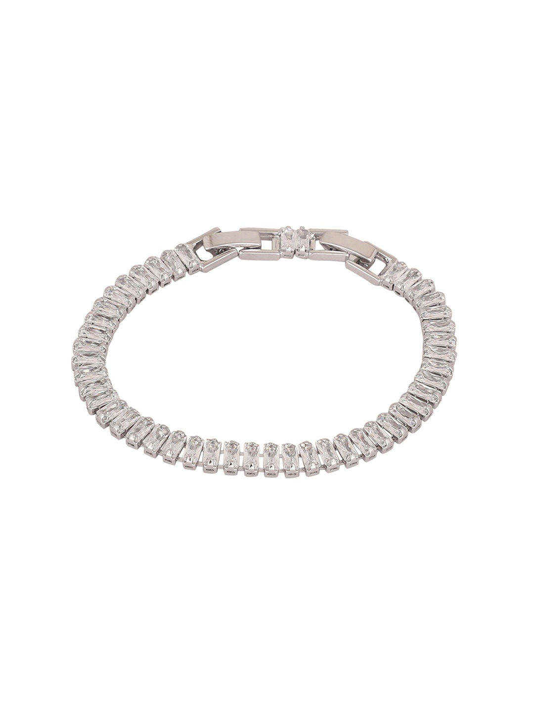 Yinara Stainless Steel Rhodium-Plated Cubic Zirconia Studded Anti Tarnish Link Bracelet, Silver
Yinara Stainless Steel Rhodium-Plated Cubic Zirconia Studded Anti Tarnish Link Bracelet, Silver