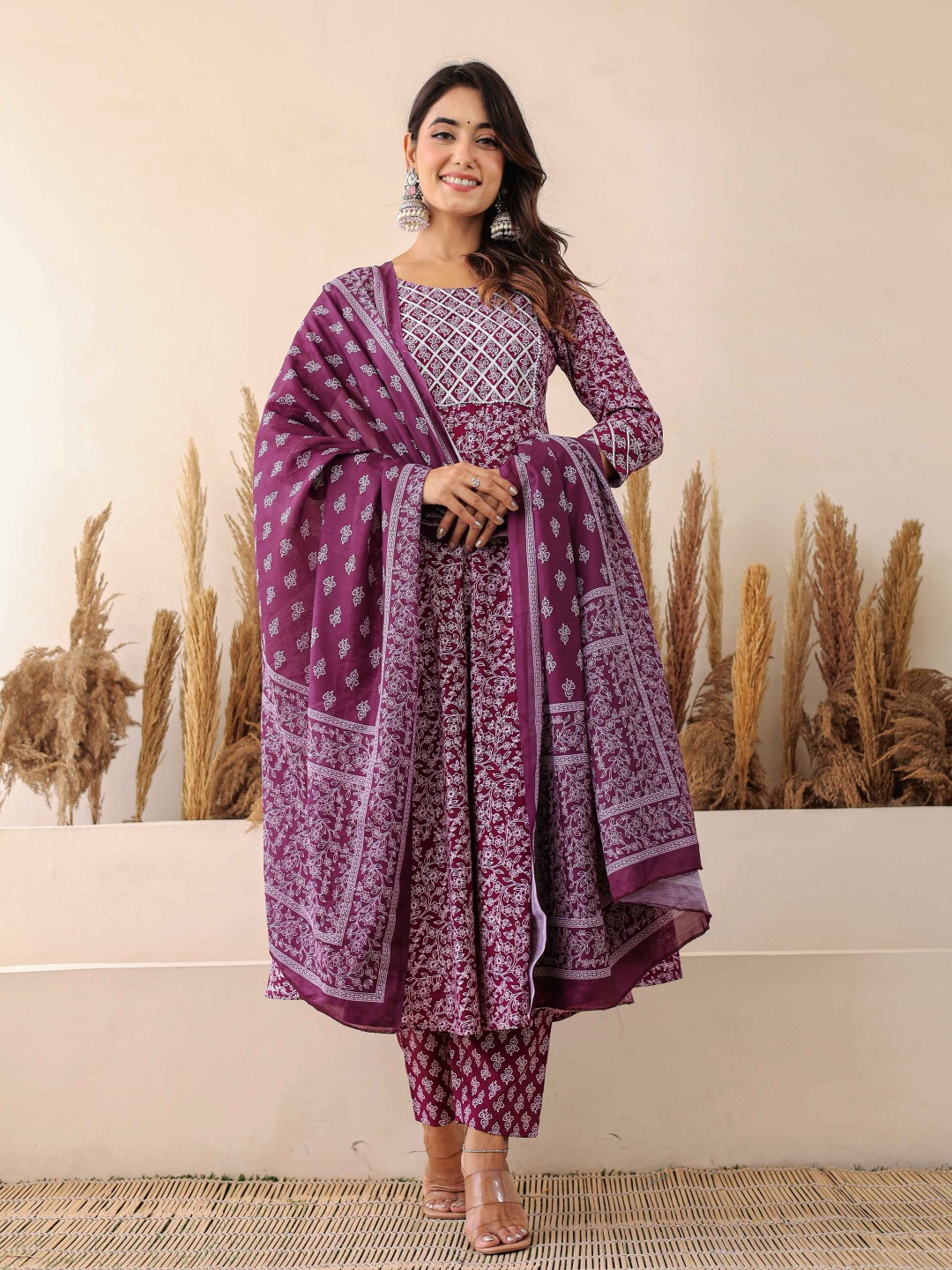 KETAKI FASHION Floral Printed Gotta Patti Anarkali Kurta With Trousers And Dupatta, Purple
KETAKI FASHION Floral Printed Gotta Patti Anarkali Kurta With Trousers And Dupatta, Purple