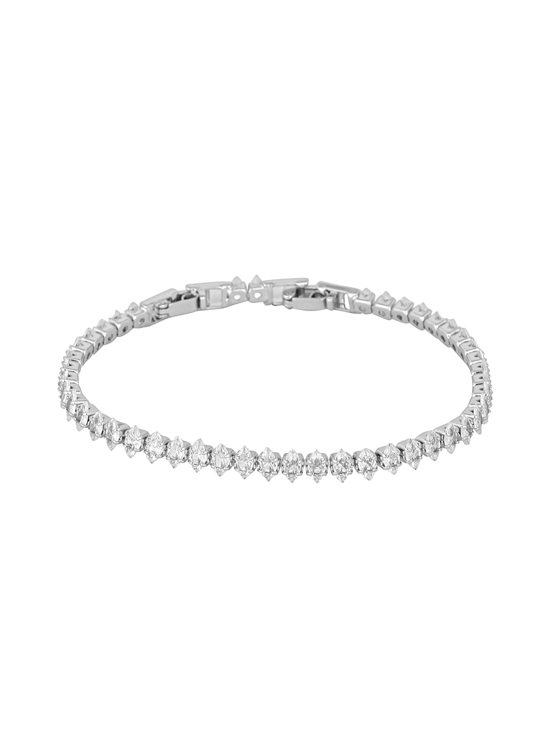 Yinara Stainless Steel Rhodium-Plated Cubic Zirconia Studded Anti Tarnish Link Bracelet, Silver
Yinara Stainless Steel Rhodium-Plated Cubic Zirconia Studded Anti Tarnish Link Bracelet, Silver