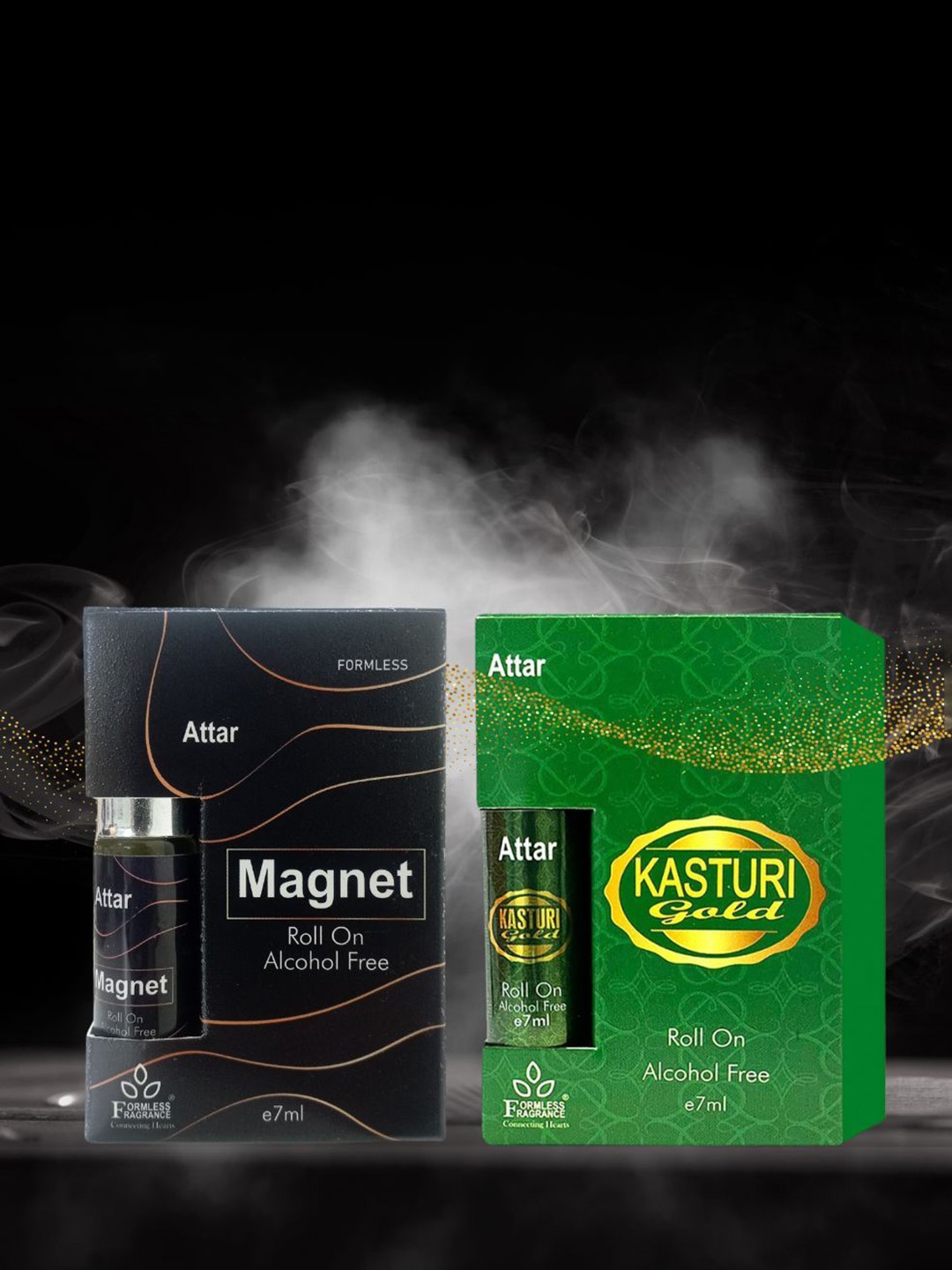 Formless Fragrance Set Of 2 Kasturi Gold And Magnet Long Lasting Alcohol Free Attar 7 ml, Green
Formless Fragrance Set Of 2 Kasturi Gold And Magnet Long Lasting Alcohol Free Attar 7 ml, Green