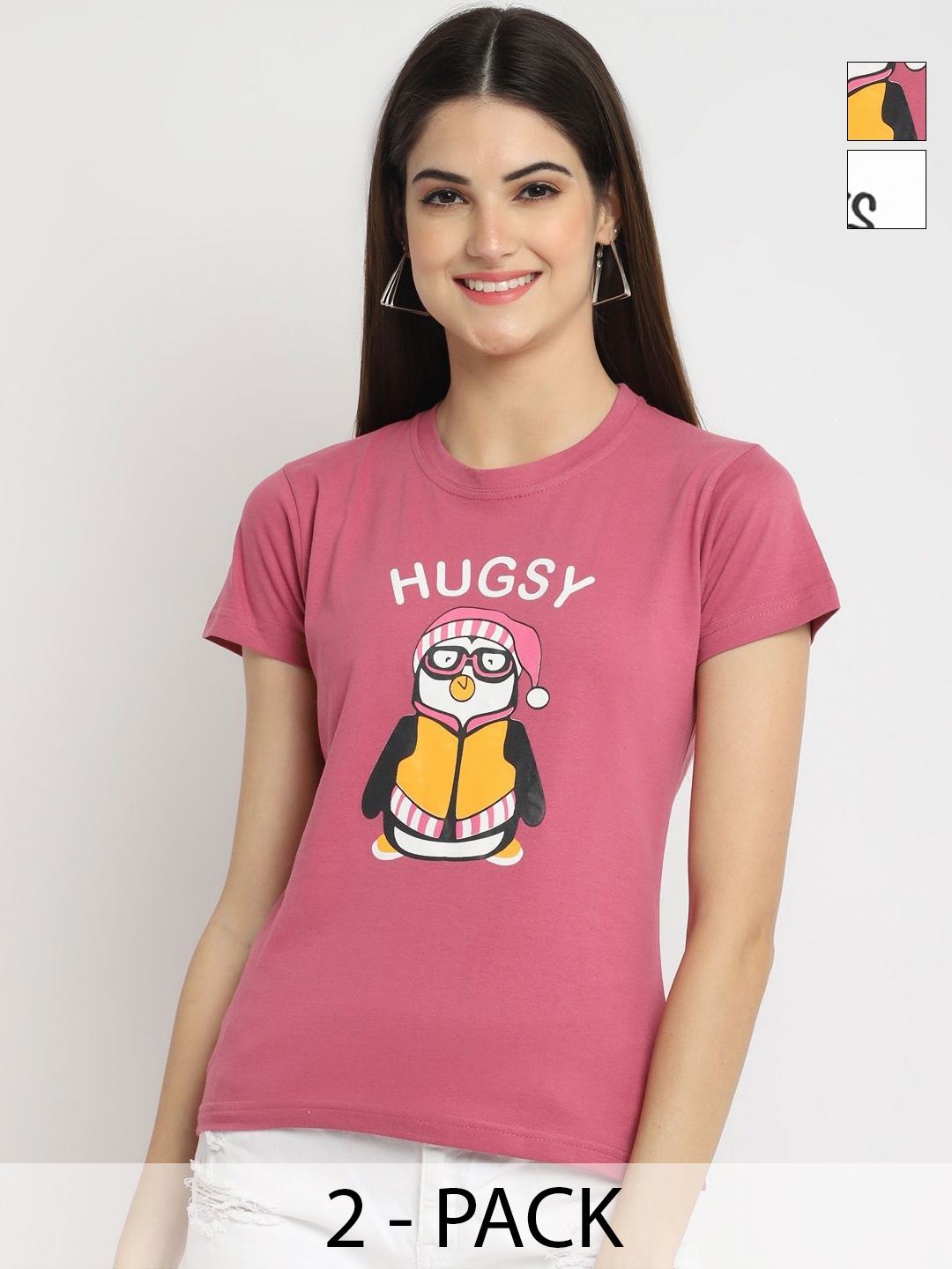Dreambe Women Pack Of 2 Donald Duck Graphic Printed Round Neck Cotton T-shirts, Peach
Dreambe Women Pack Of 2 Donald Duck Graphic Printed Round Neck Cotton T-shirts, Peach