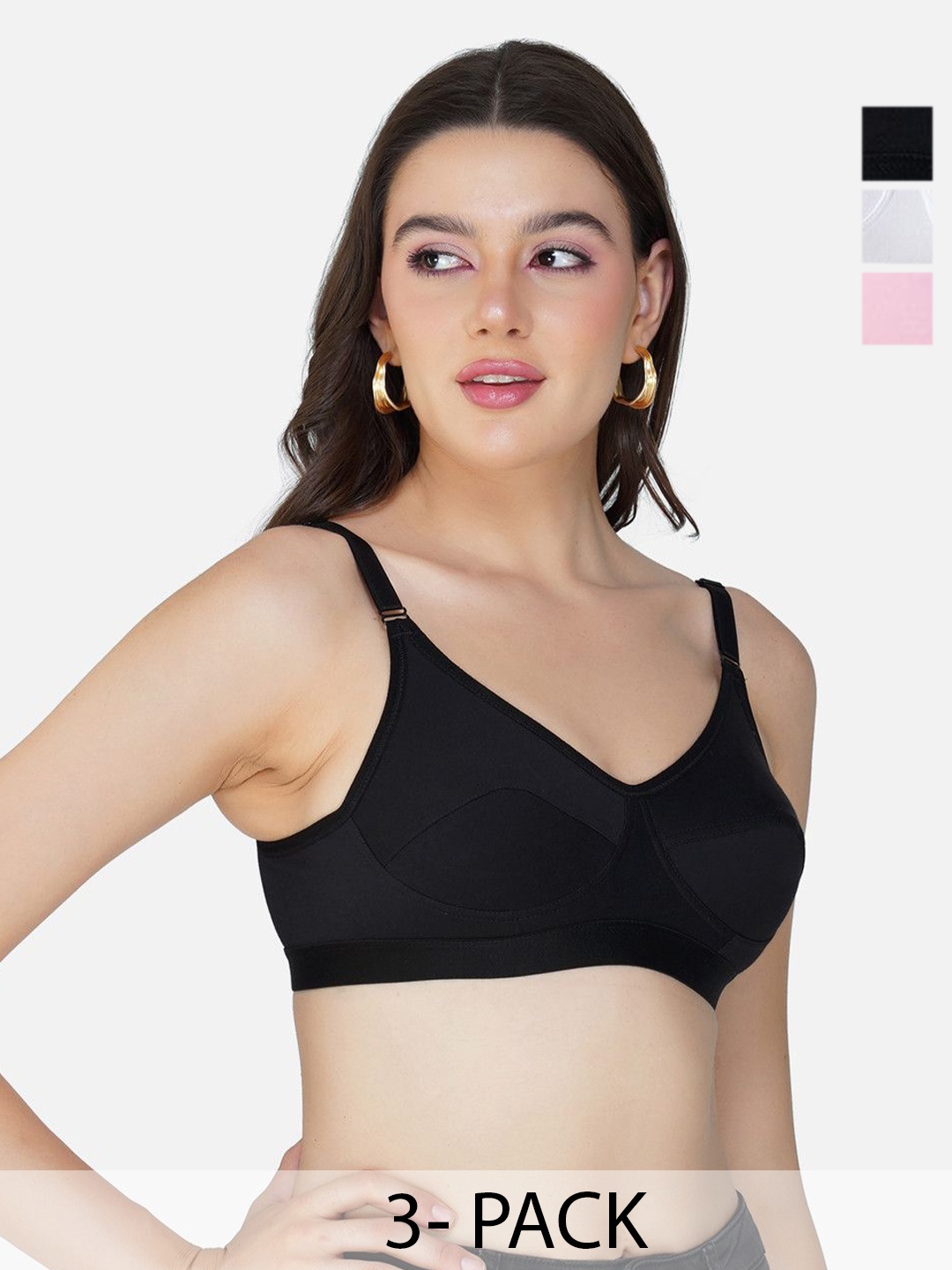 Teenager Pack of 3 Women Breathable Fabric Seamless Proper Fit All Day Comfort Bra, Black
Teenager Pack of 3 Women Breathable Fabric Seamless Proper Fit All Day Comfort Bra, Black