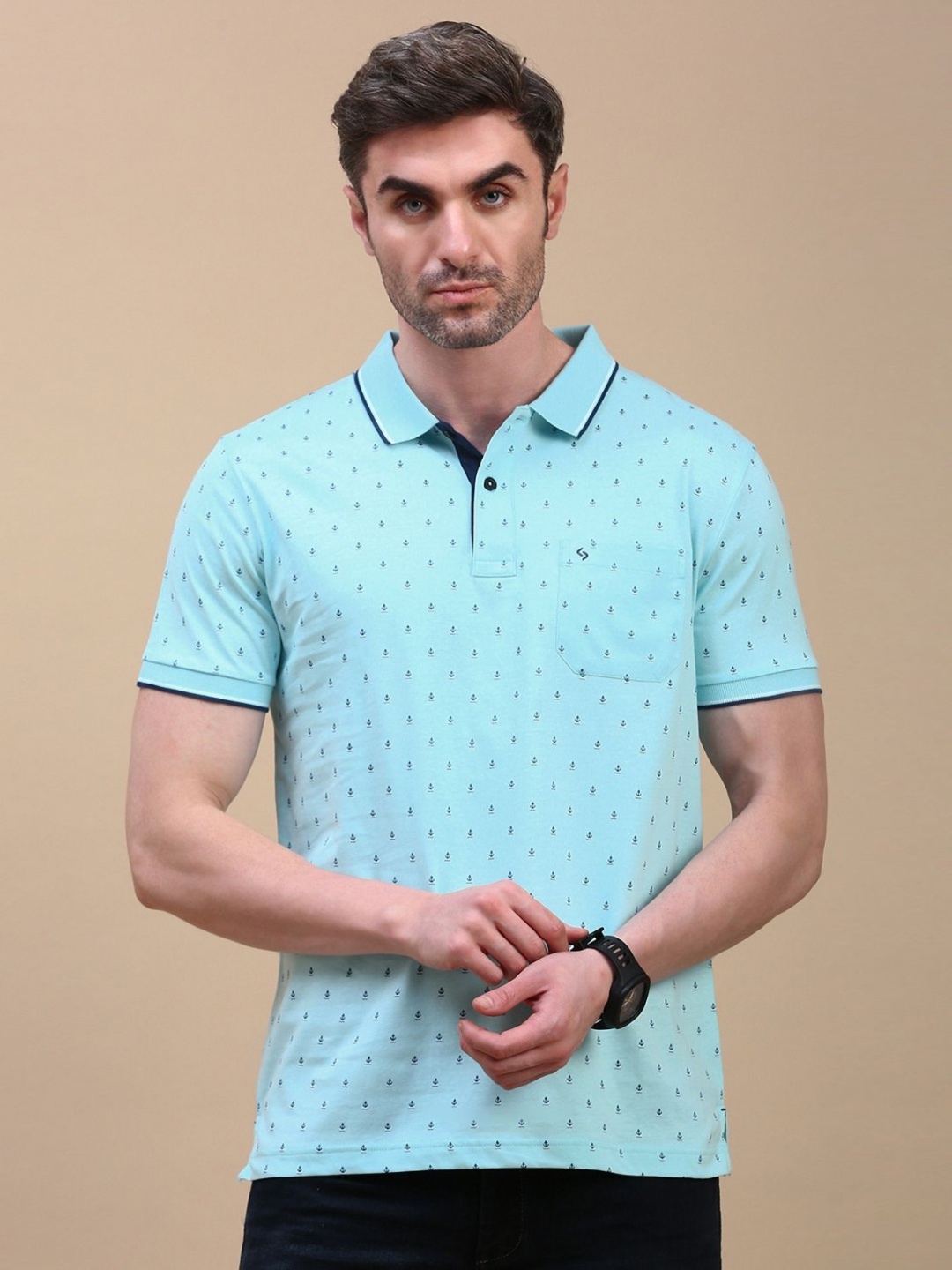 Classic Polo Men Conversational Printed Polo Collar Cotton Slim Fit T-shirt, Turquoise blue
Classic Polo Men Conversational Printed Polo Collar Cotton Slim Fit T-shirt, Turquoise blue