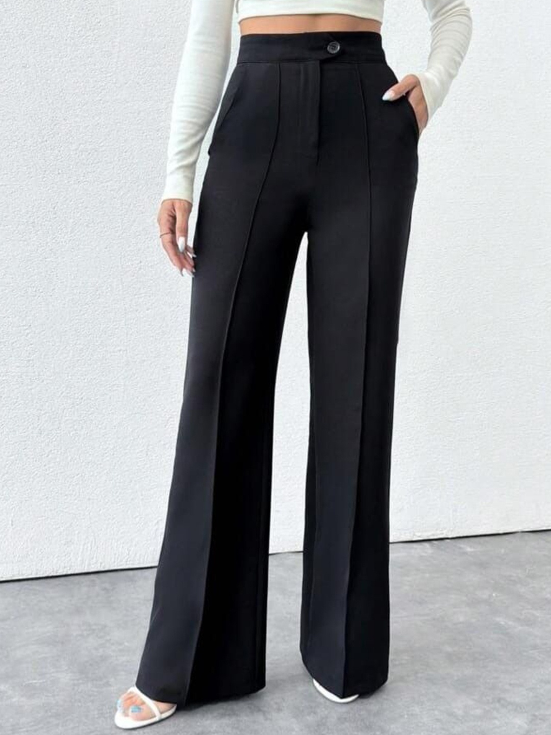 Next One Women Smart Straight Fit High-Rise Easy Wash Pleated Trousers, Black
Next One Women Smart Straight Fit High-Rise Easy Wash Pleated Trousers, Black