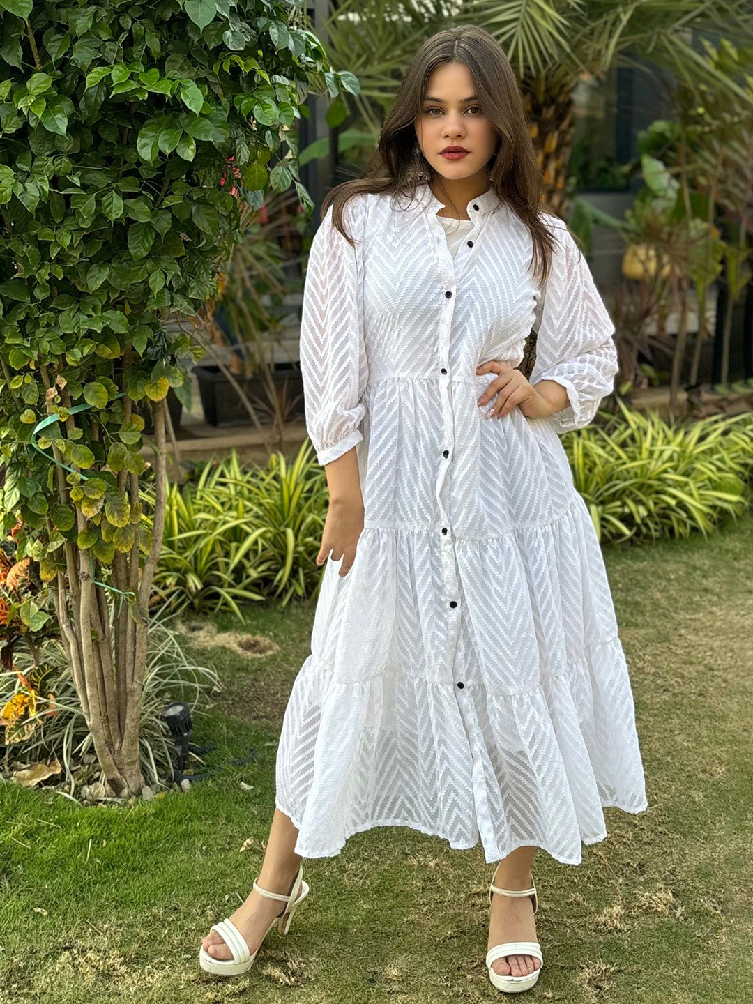 Bhanderi Fashion Women Layered A-Line Dress, White
Bhanderi Fashion Women Layered A-Line Dress, White