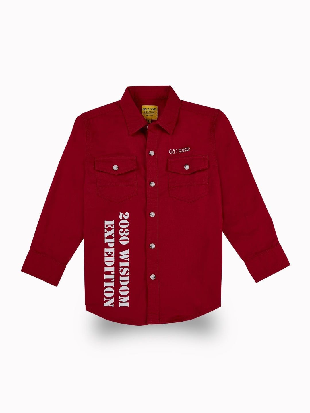 Gini and Jony Boys Comfort Fit Spread Collar Typography Printed Cotton Casual Shirt, Red
Gini and Jony Boys Comfort Fit Spread Collar Typography Printed Cotton Casual Shirt, Red