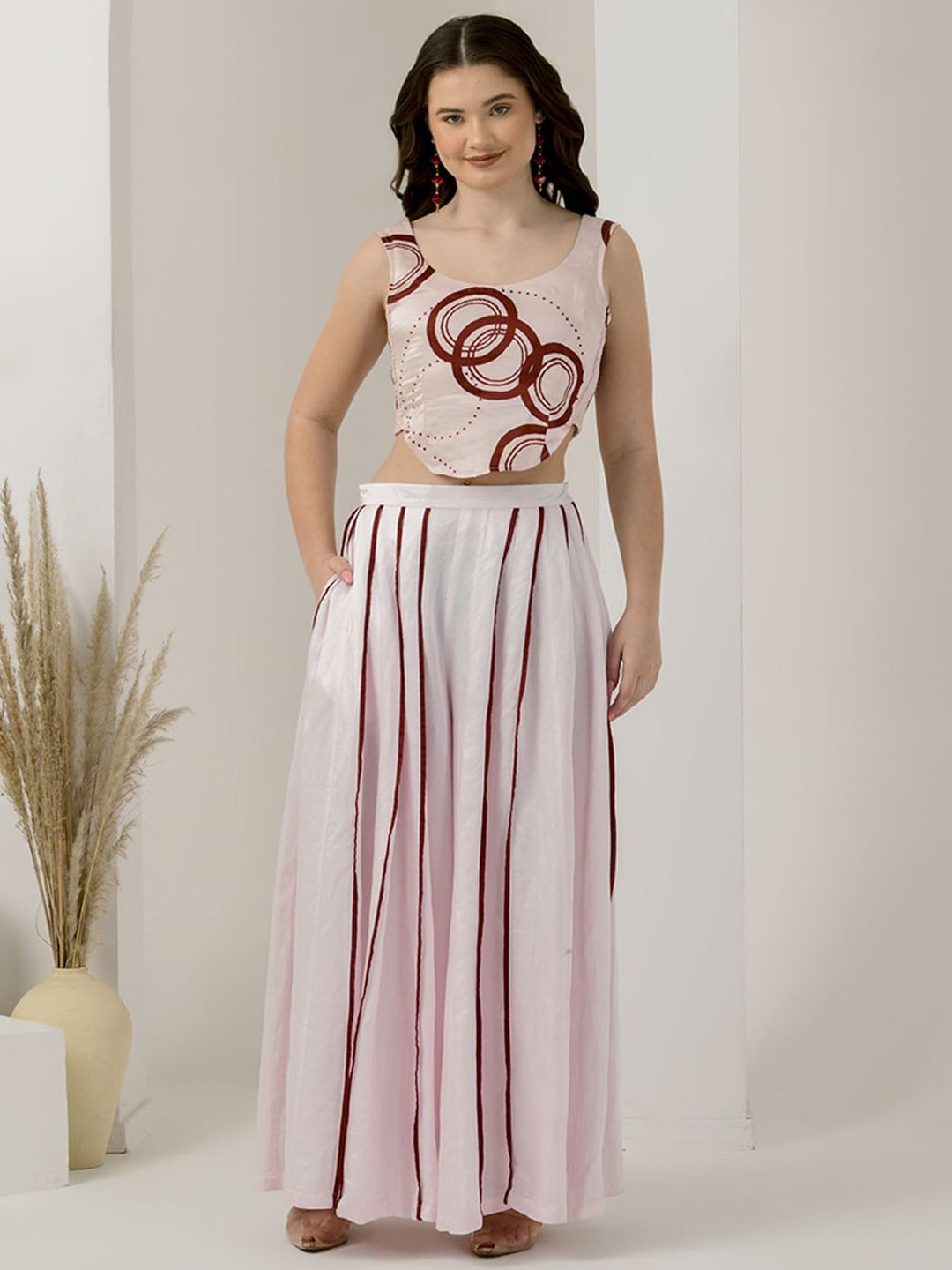 First Resort by Ramola Bachchan Geometric Printed Round Neck Linen Top With Palazzos, Pink
First Resort by Ramola Bachchan Geometric Printed Round Neck Linen Top With Palazzos, Pink