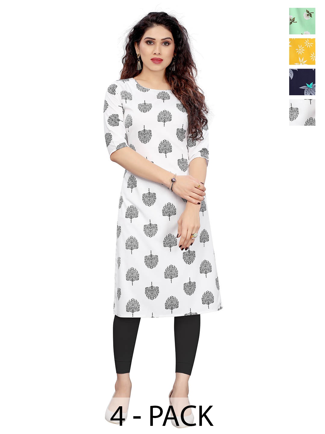 KETAKI FASHION Selection Of 4 Floral Printed Round Neck Straight Kurtas, Yellow
KETAKI FASHION Selection Of 4 Floral Printed Round Neck Straight Kurtas, Yellow