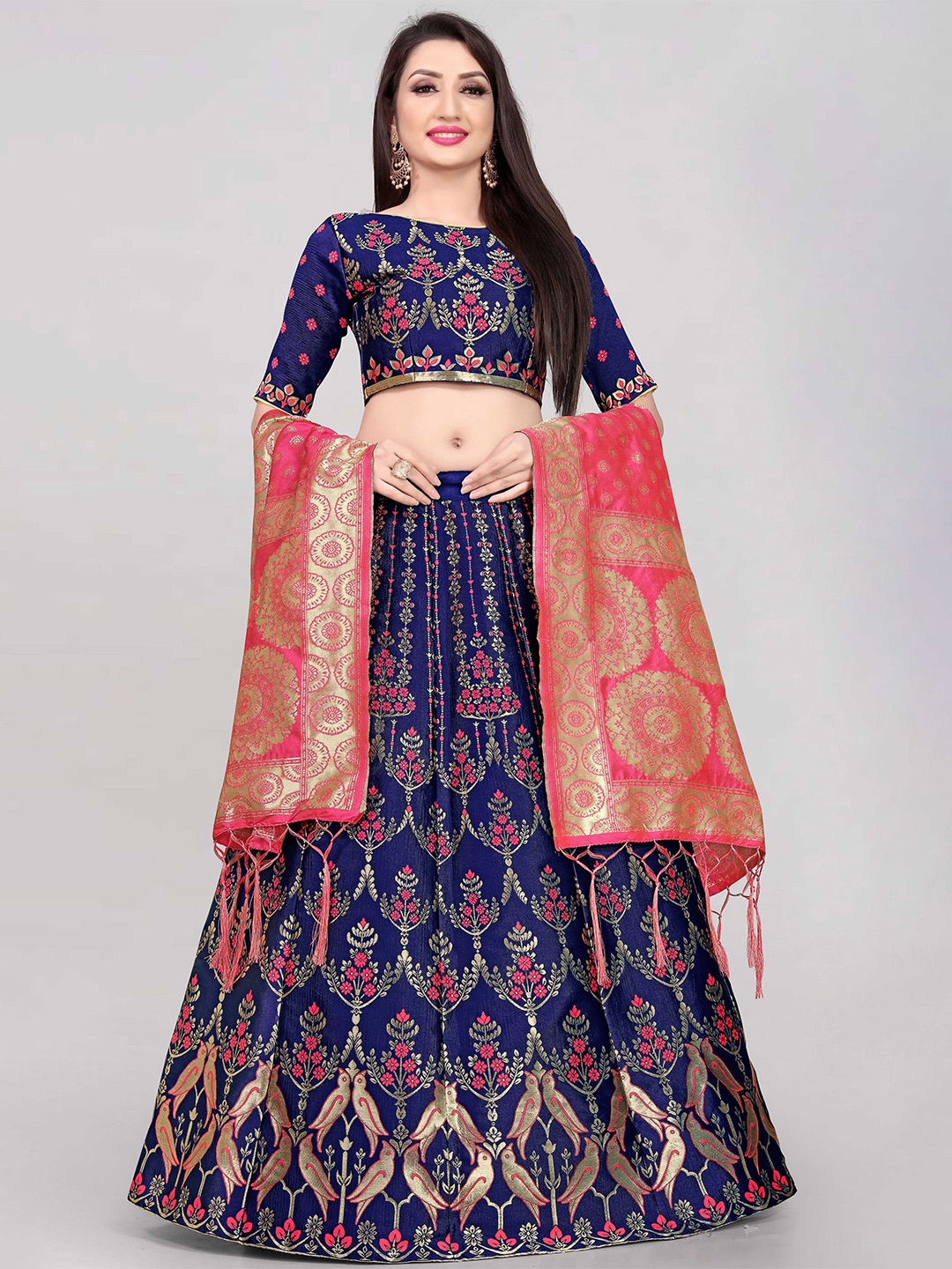 DIVASTRI Woven Design Zari Semi-Stitched Lehenga & Unstitched Blouse With Dupatta, Pink
DIVASTRI Woven Design Zari Semi-Stitched Lehenga & Unstitched Blouse With Dupatta, Pink