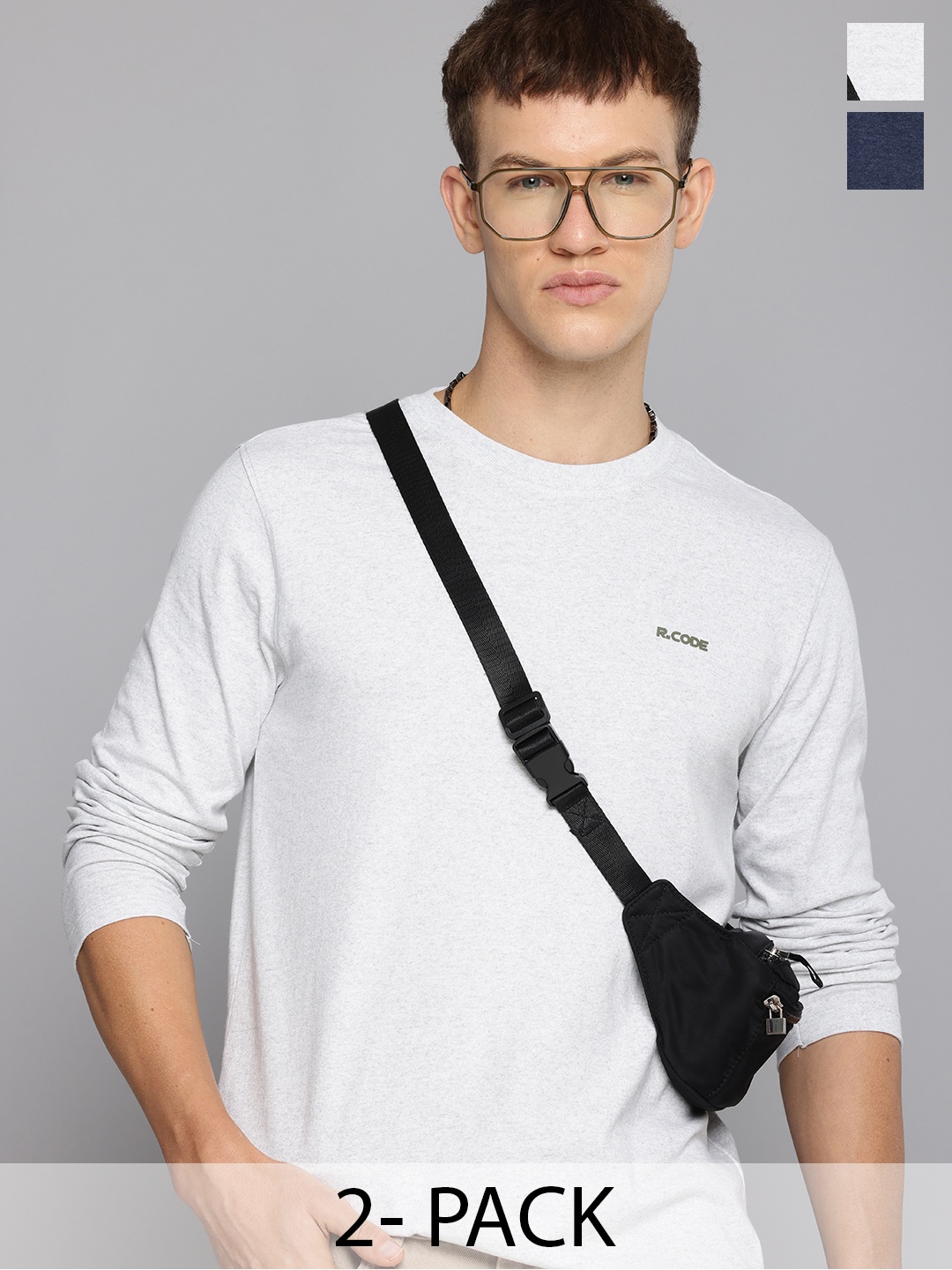 R.Code by The Roadster Lifestyle Co. Men Regular Fit Pack Of 2 Solid Cotton T-shirts, Grey
R.Code by The Roadster Lifestyle Co. Men Regular Fit Pack Of 2 Solid Cotton T-shirts, Grey