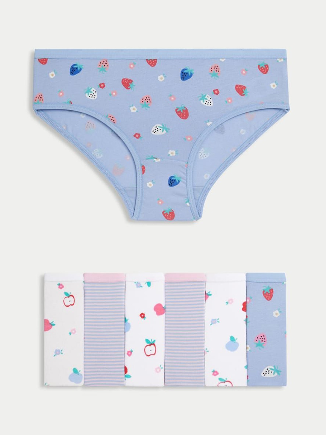 Marks & Spencer Girls Pack Of 7 Fruit Printed Cotton Hipster Briefs T711981DMULTI, White
Marks & Spencer Girls Pack Of 7 Fruit Printed Cotton Hipster Briefs T711981DMULTI, White
